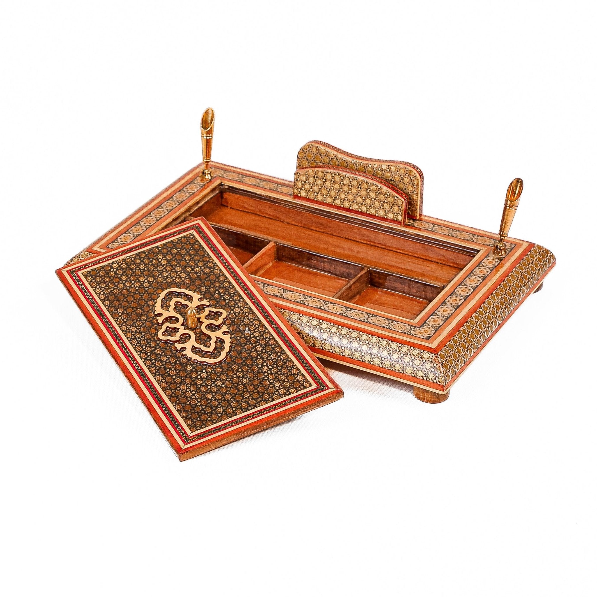 Desk Pen Holder with Drawer – Full Khatam – Size 20×30 - Meraas Gallery