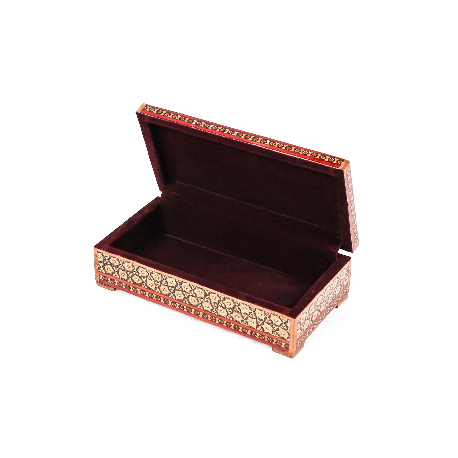 Rectangular Box – Size 10×20 – Studded Khatam – Inside Velvet - Meraas Gallery