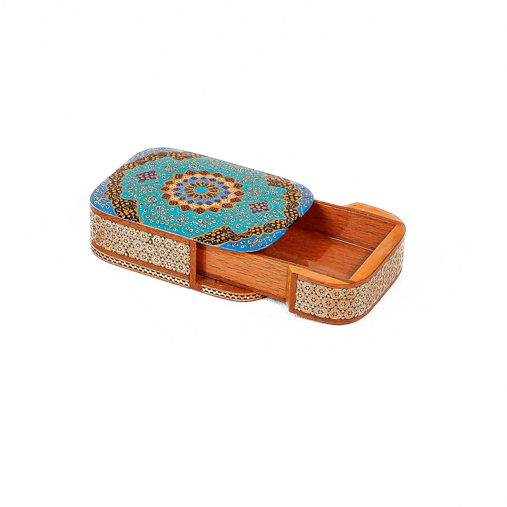 Card Holder – Round Edge – Glass – Inside Beechwood – Tazhib Design - Meraas Gallery