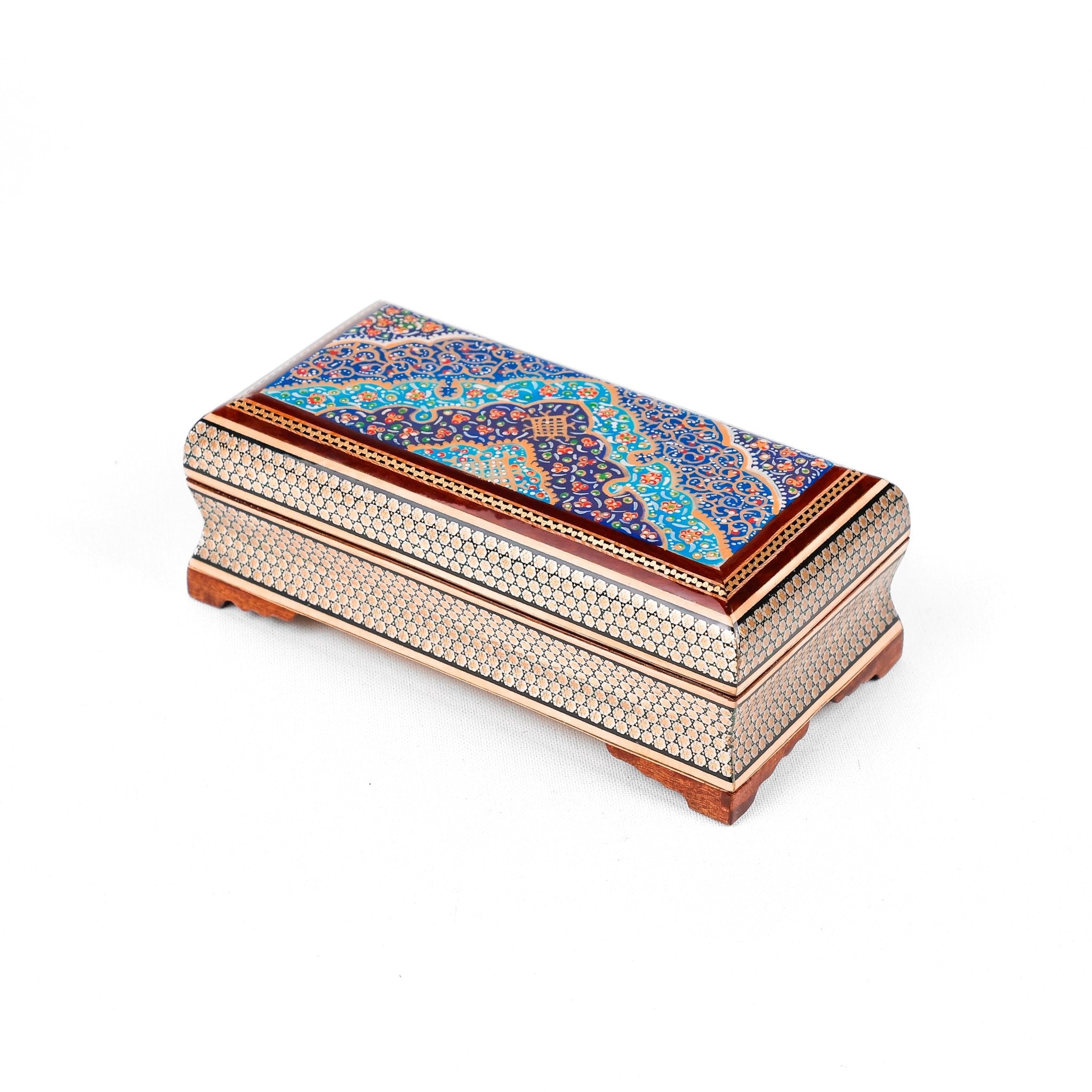 Glove Box – Full Khatam – Soap Shape – Round Top and Bottom – Double - Sided Miniature Painting - Meraas Gallery