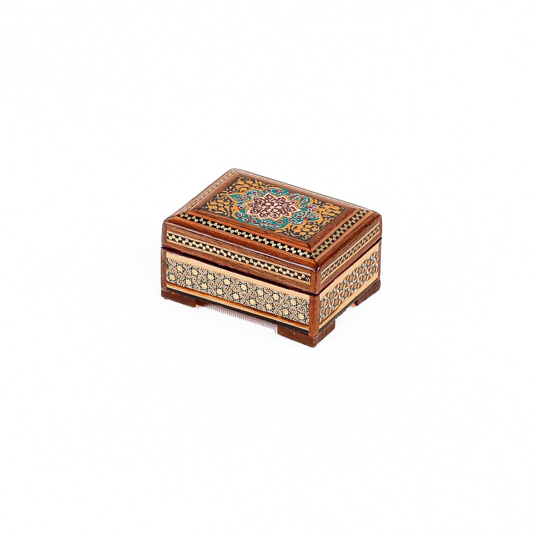 Coin Box – Size 10×6 – Two Flowers – Walnut Base - 03 - Meraas Gallery