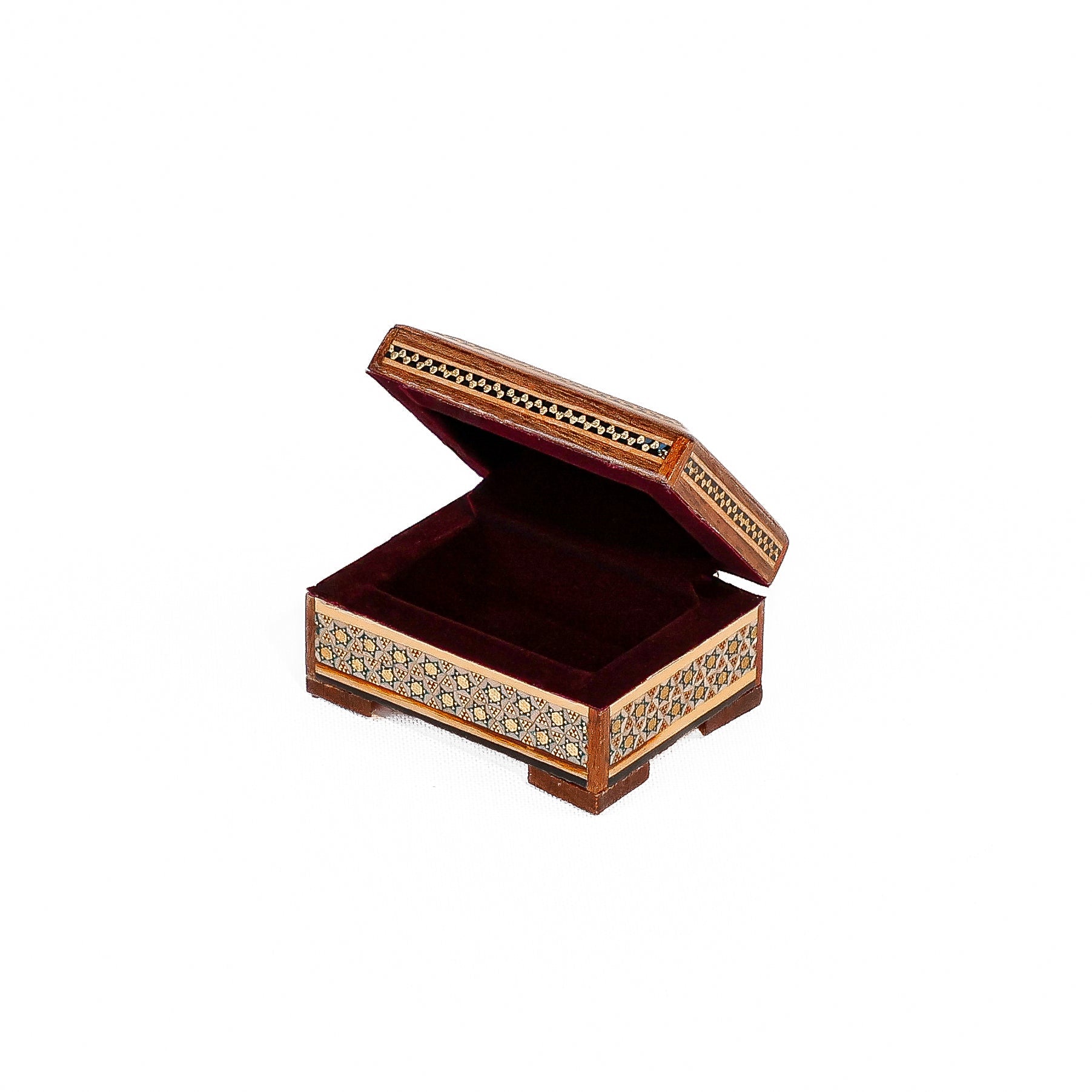 Coin Box – Size 10×6 – Two Flowers – Walnut Base - 03 - Meraas Gallery