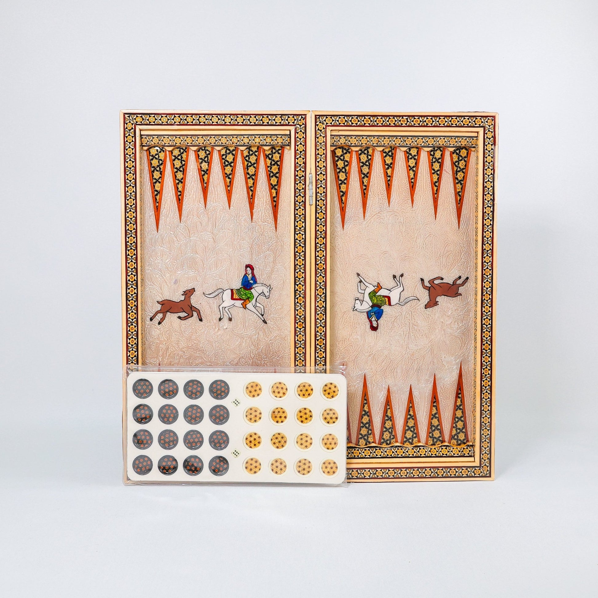 Backgammon & Chess Board – Size 50 – Premium Round Edge – Chogan Design - 08 - Meraas Gallery