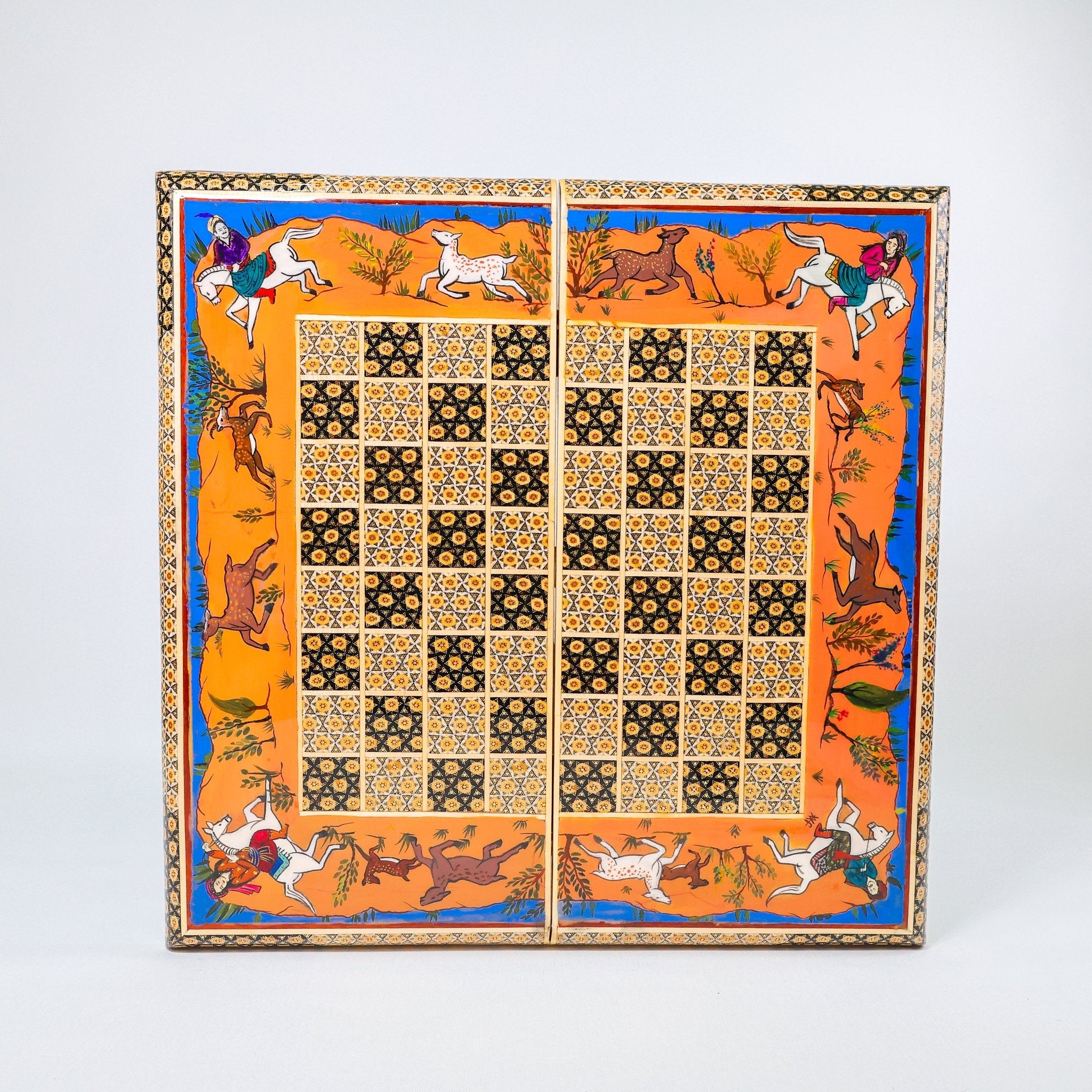 Backgammon & Chess Board – Size 50 – Premium Round Edge – Chogan Design - 08 - Meraas Gallery