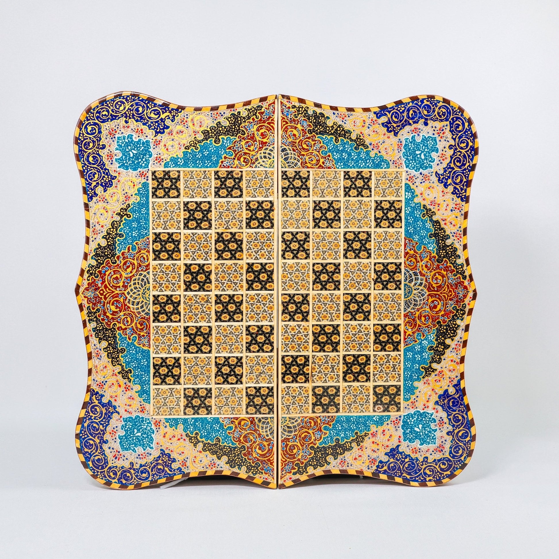 Backgammon & Chess Board – Size 50 – Full Khatam – Bone Inlay - 02 - Meraas Gallery