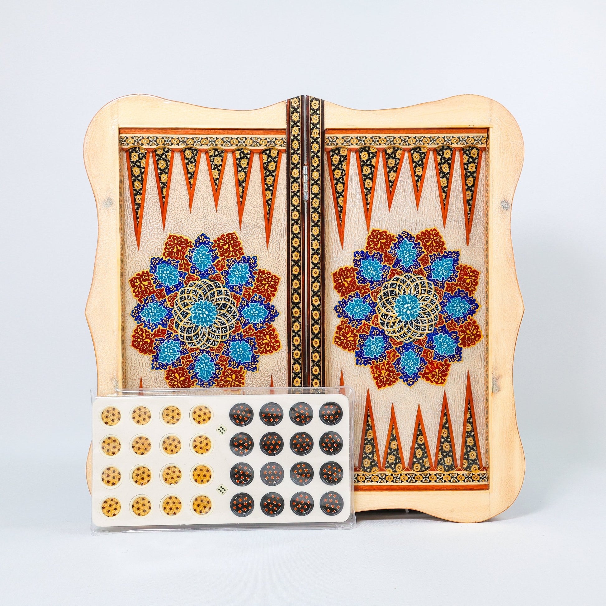 Backgammon & Chess Board – Size 50 – Full Khatam – Bone Inlay - 02 - Meraas Gallery