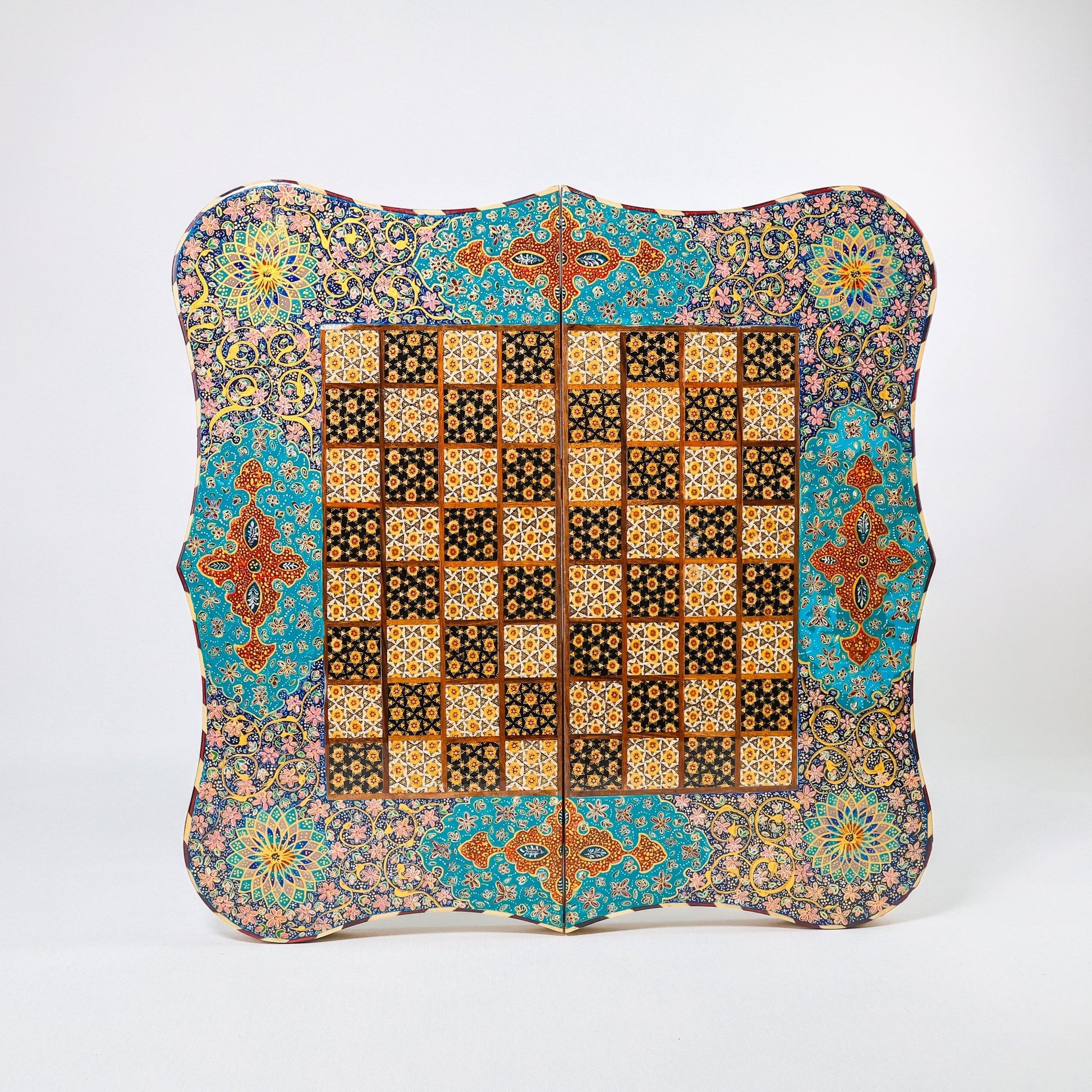 Backgammon & Chess Board – Size 50 – Full Khatam – Bone Inlay - 03 - Meraas Gallery