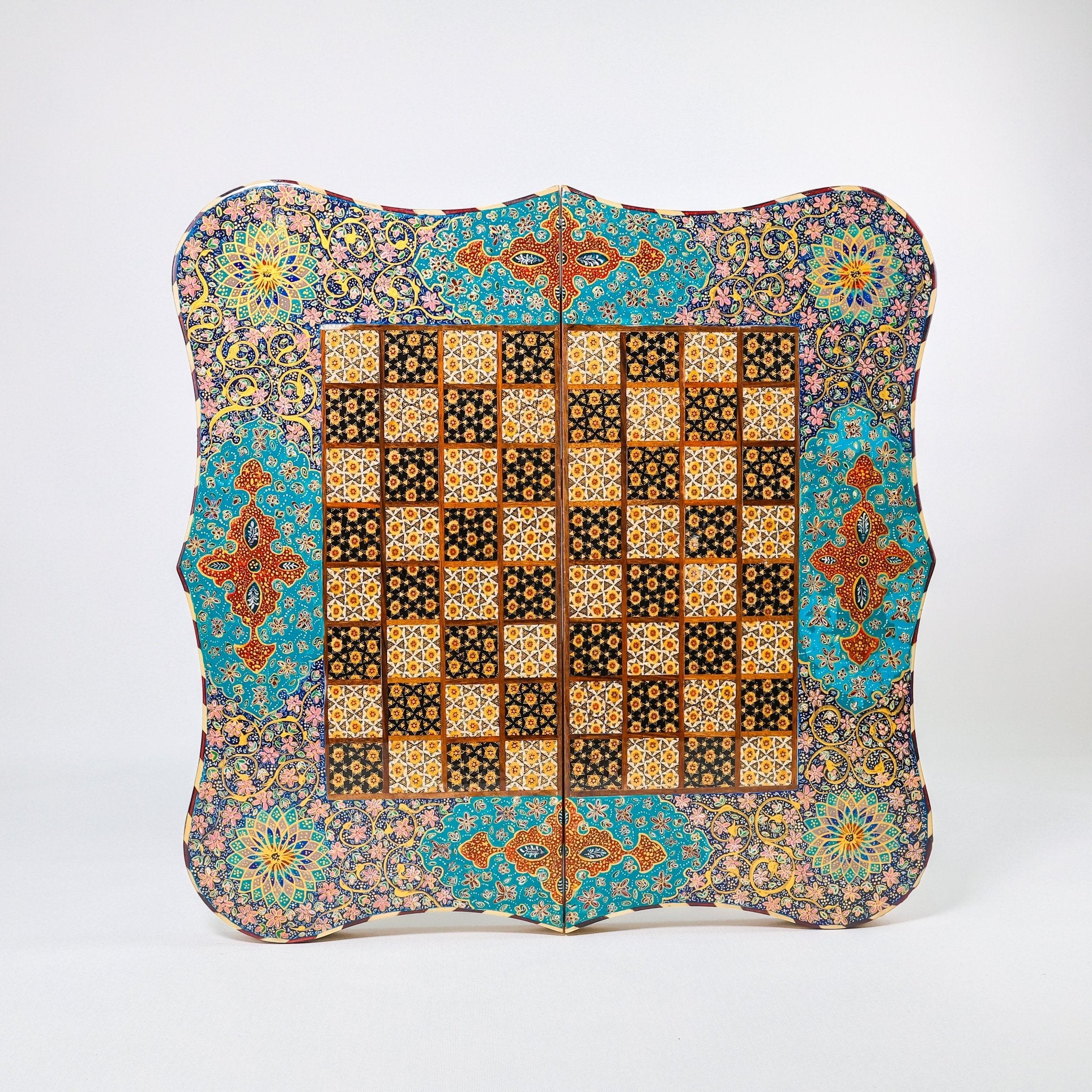 Backgammon & Chess Board – Size 50 – Full Khatam – Bone Inlay - 03 - Meraas Gallery