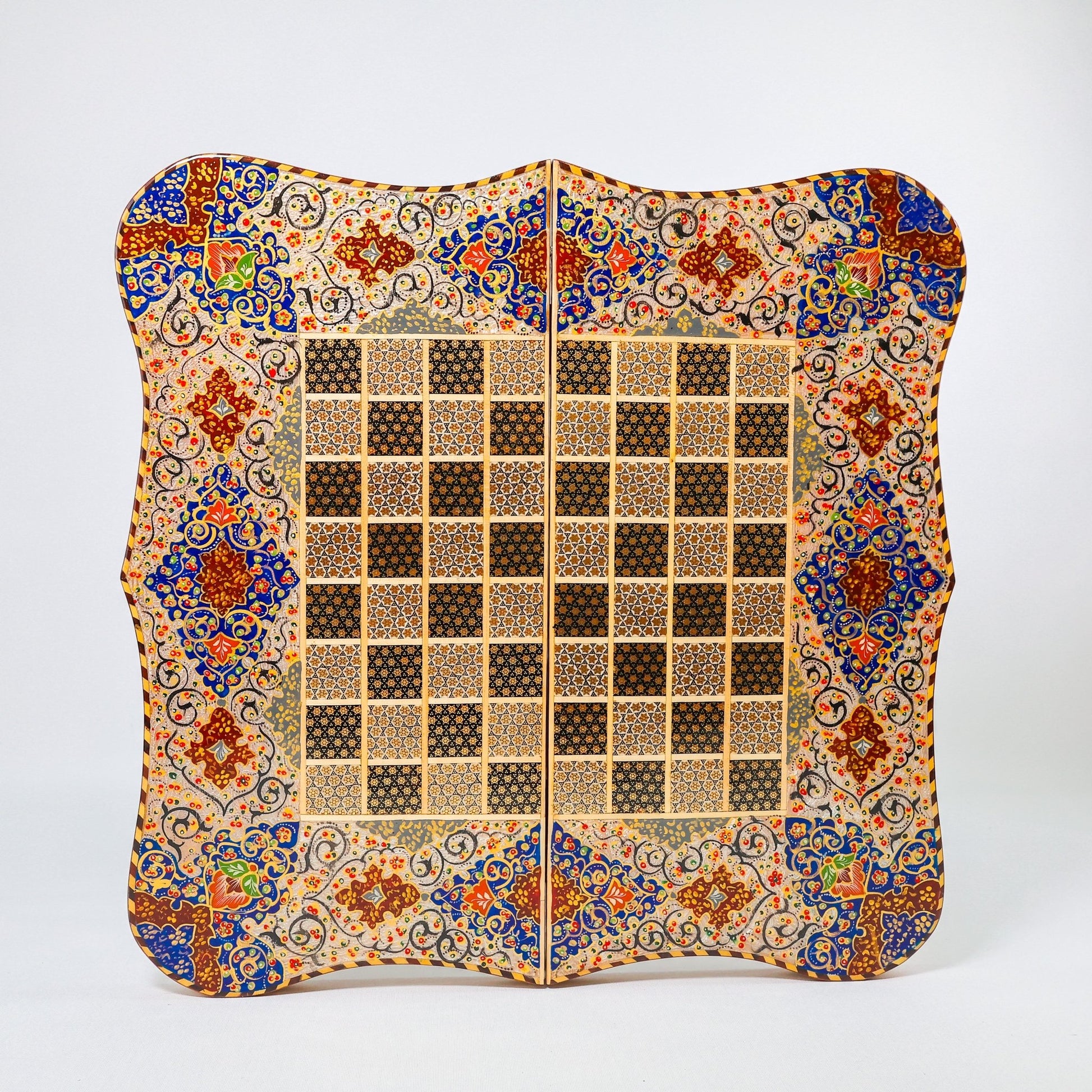 Backgammon & Chess Board – Size 50 – Full Khatam – Bone Inlay - 04 - Meraas Gallery