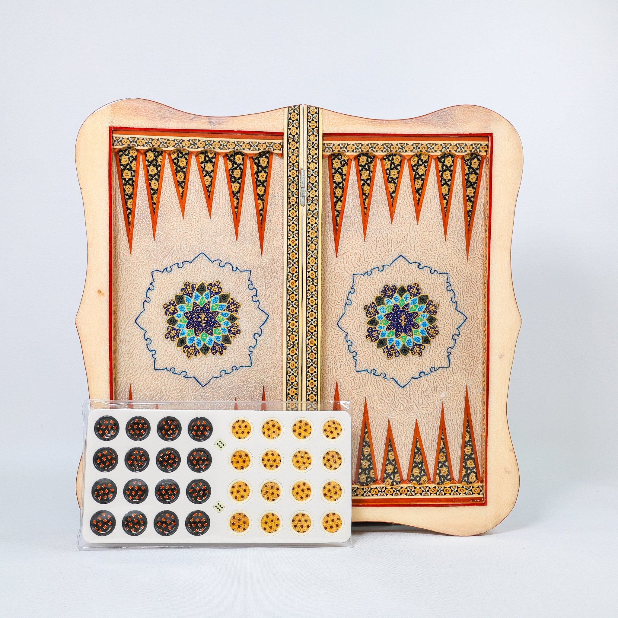 Backgammon & Chess Board – Size 50 – Full Khatam – Bone Inlay - 05 - Meraas Gallery