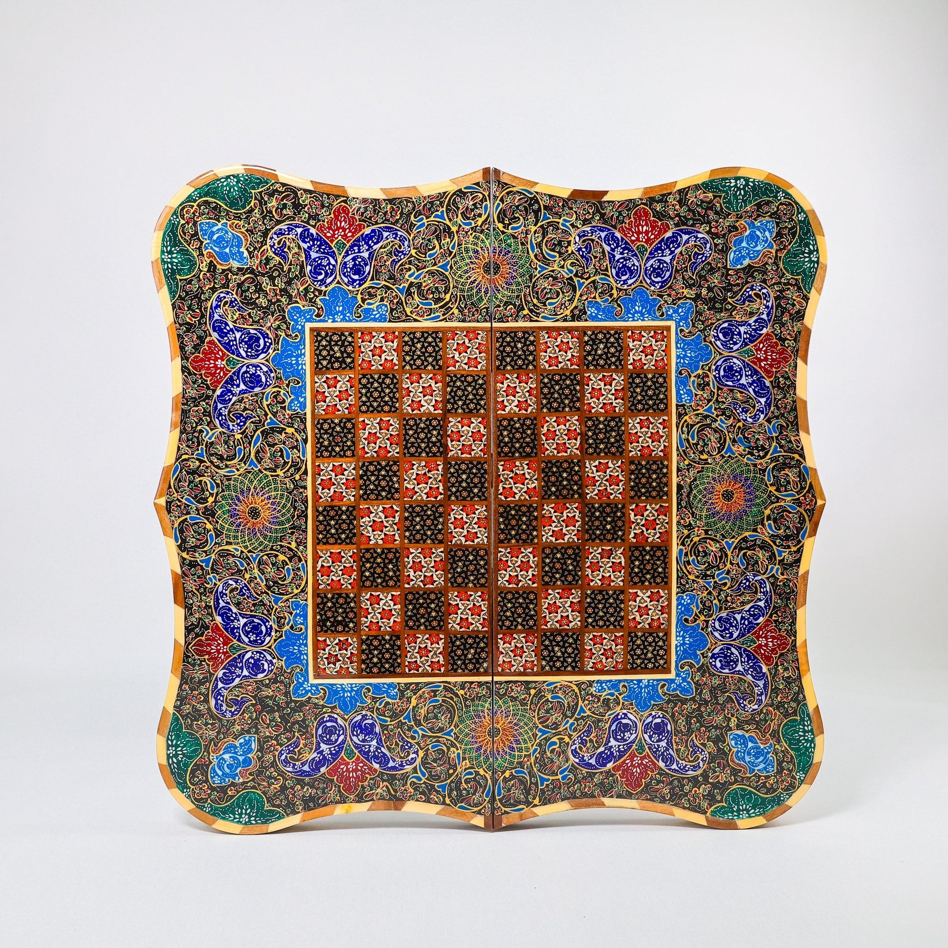 Backgammon & Chess Board – Size 50 – Full Khatam – Bone Inlay - 06 - Meraas Gallery