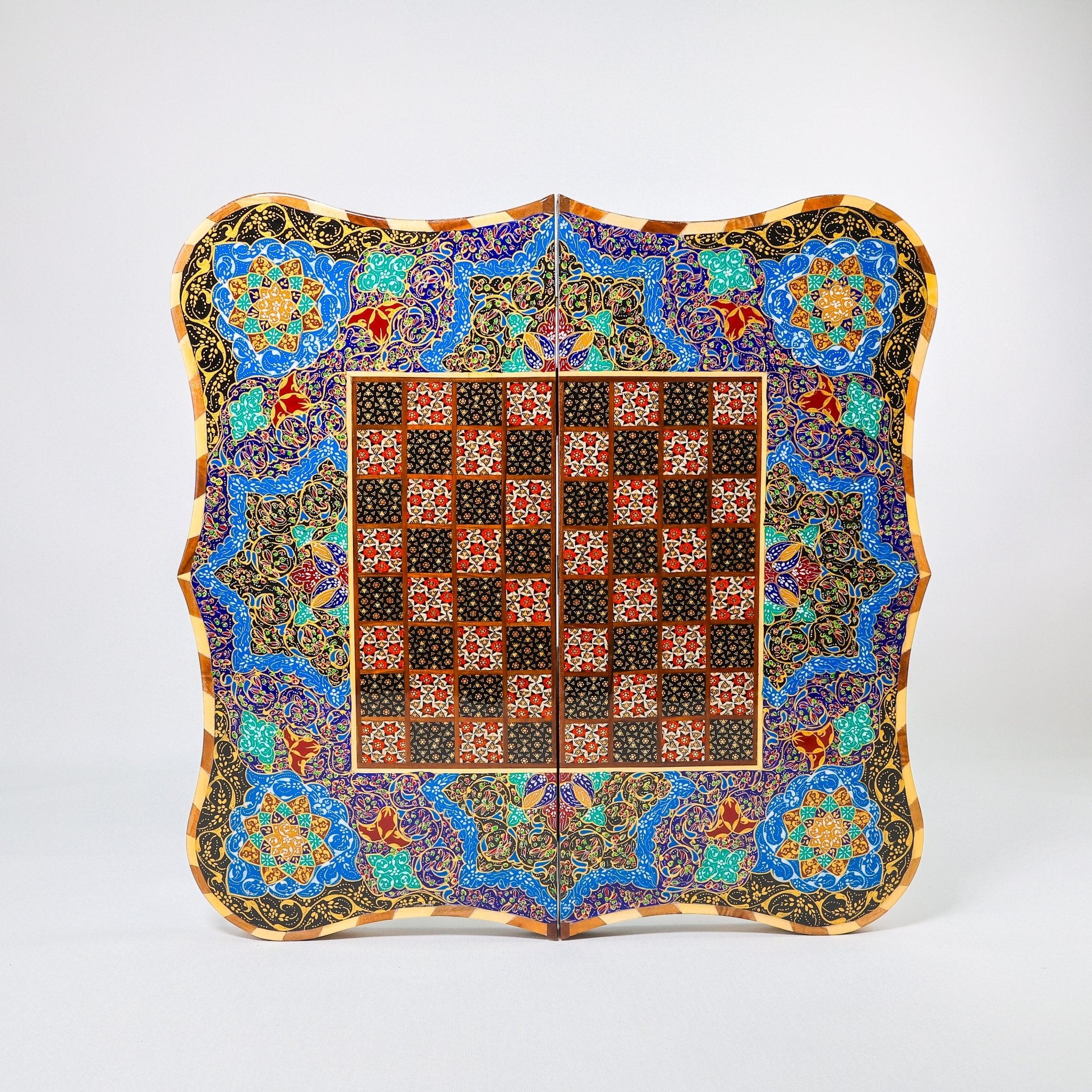 Backgammon & Chess Board – Size 50 – Full Khatam – Bone Inlay - 07 - Meraas Gallery