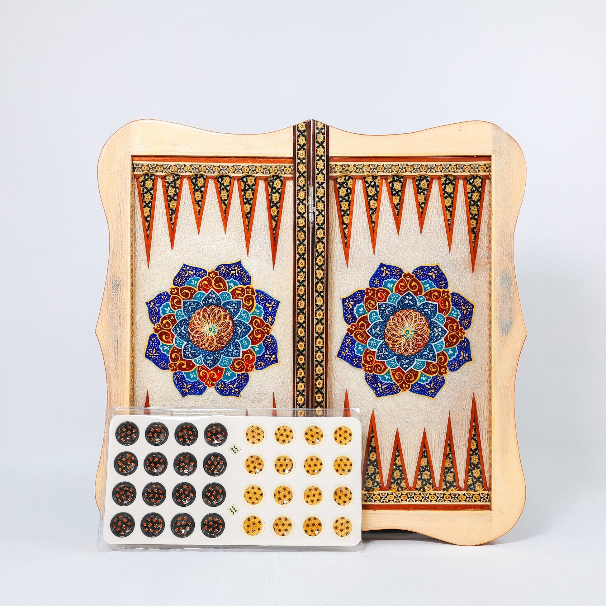 Backgammon & Chess Board – Size 50 – Full Khatam – Bone Inlay - 08 - Meraas Gallery