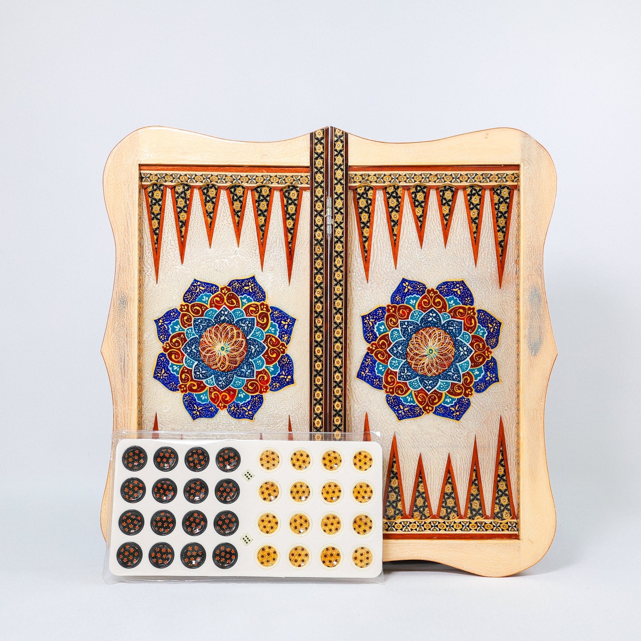 Backgammon & Chess Board – Size 50 – Full Khatam – Bone Inlay - 08 - Meraas Gallery