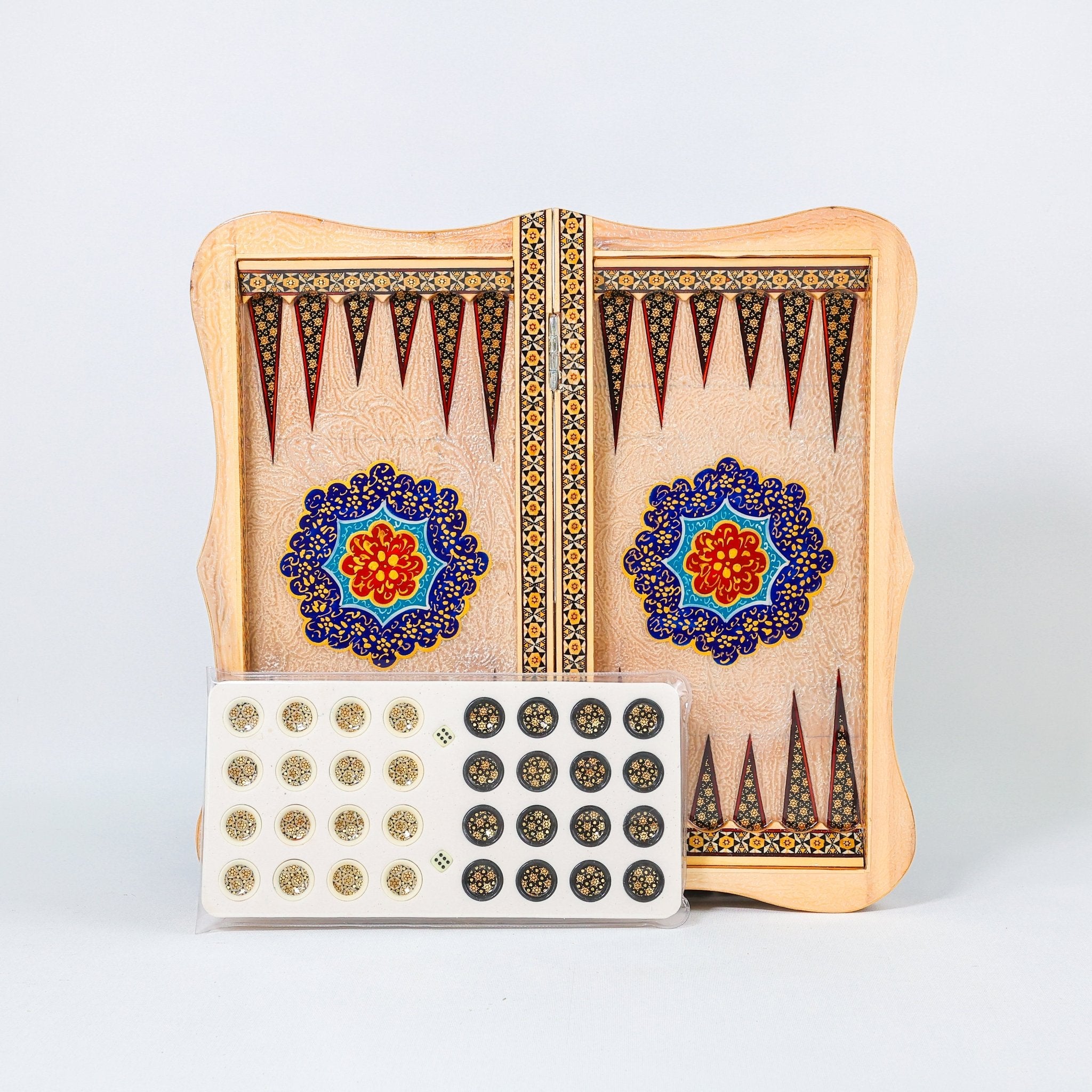 Backgammon & Chess Board – Size 40 – Full Khatam – Bone Inlay - 02 - Meraas Gallery