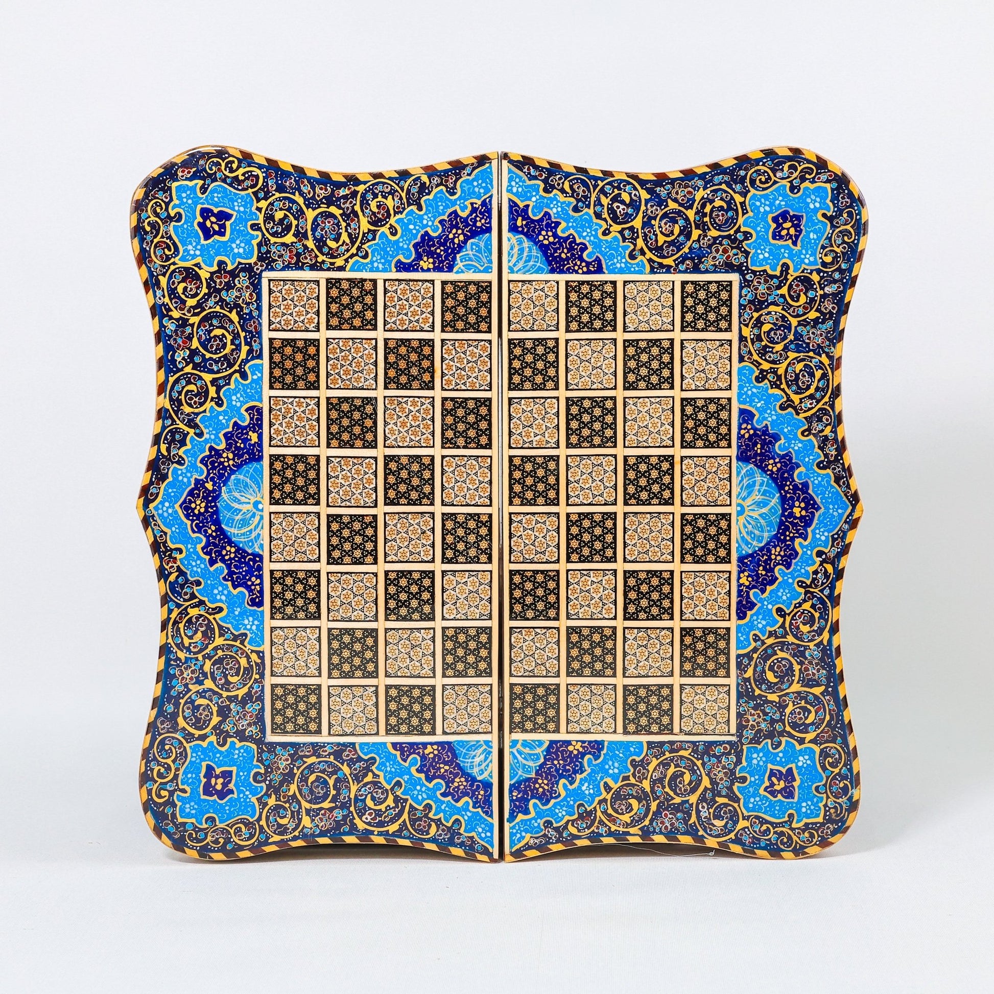 Backgammon & Chess Board – Size 40 – Full Khatam – Bone Inlay - 03 - Meraas Gallery