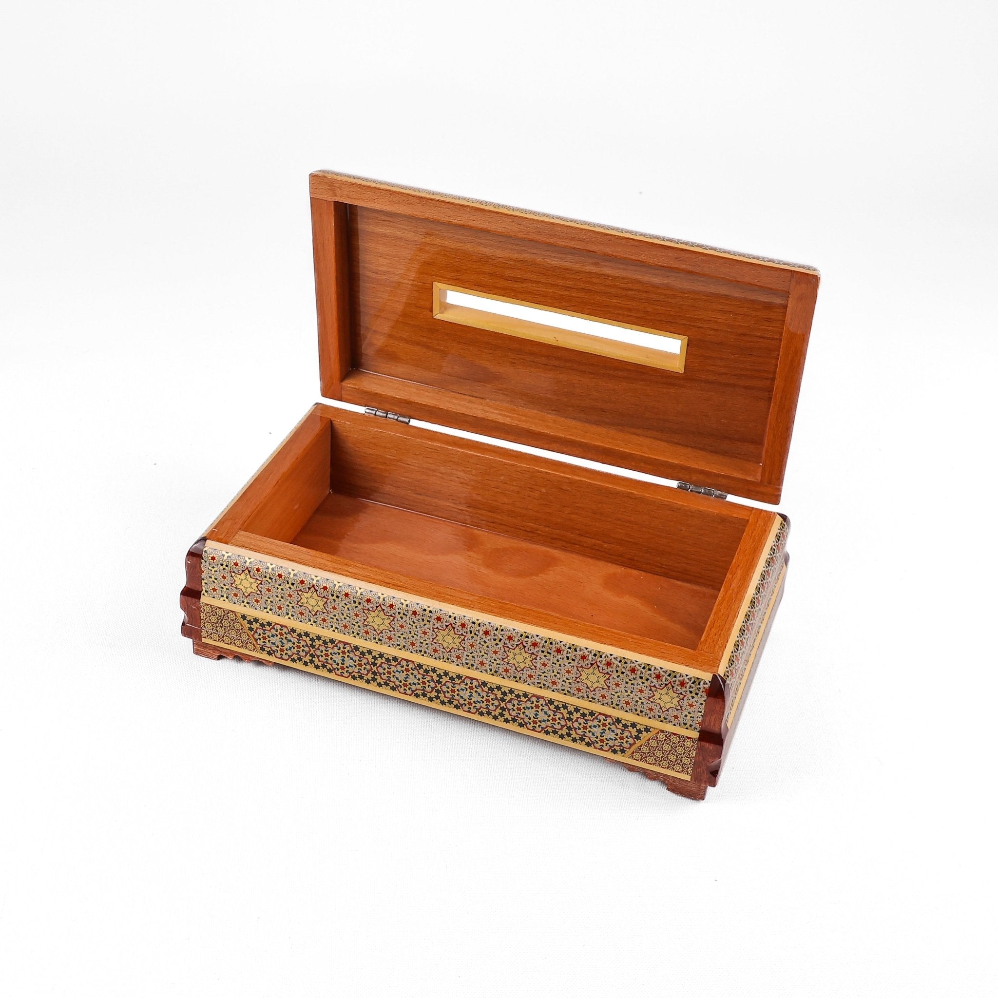 Tissue Box – Knife Style – Miniature Tazhib Painting – Cross Khatam 2 - Meraas Gallery