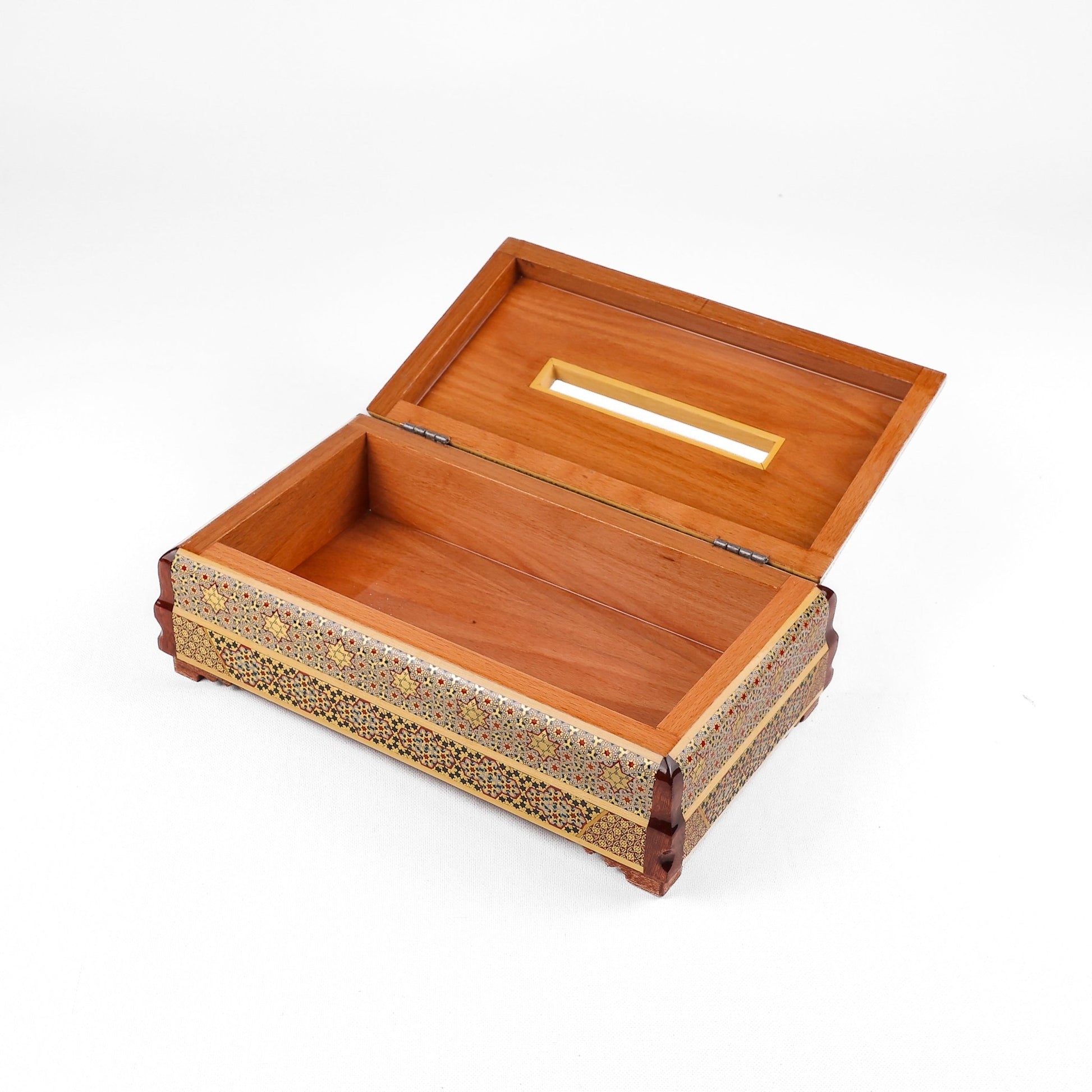 Tissue Box – Knife Style – Miniature Tazhib Painting – Cross Khatam - Meraas Gallery