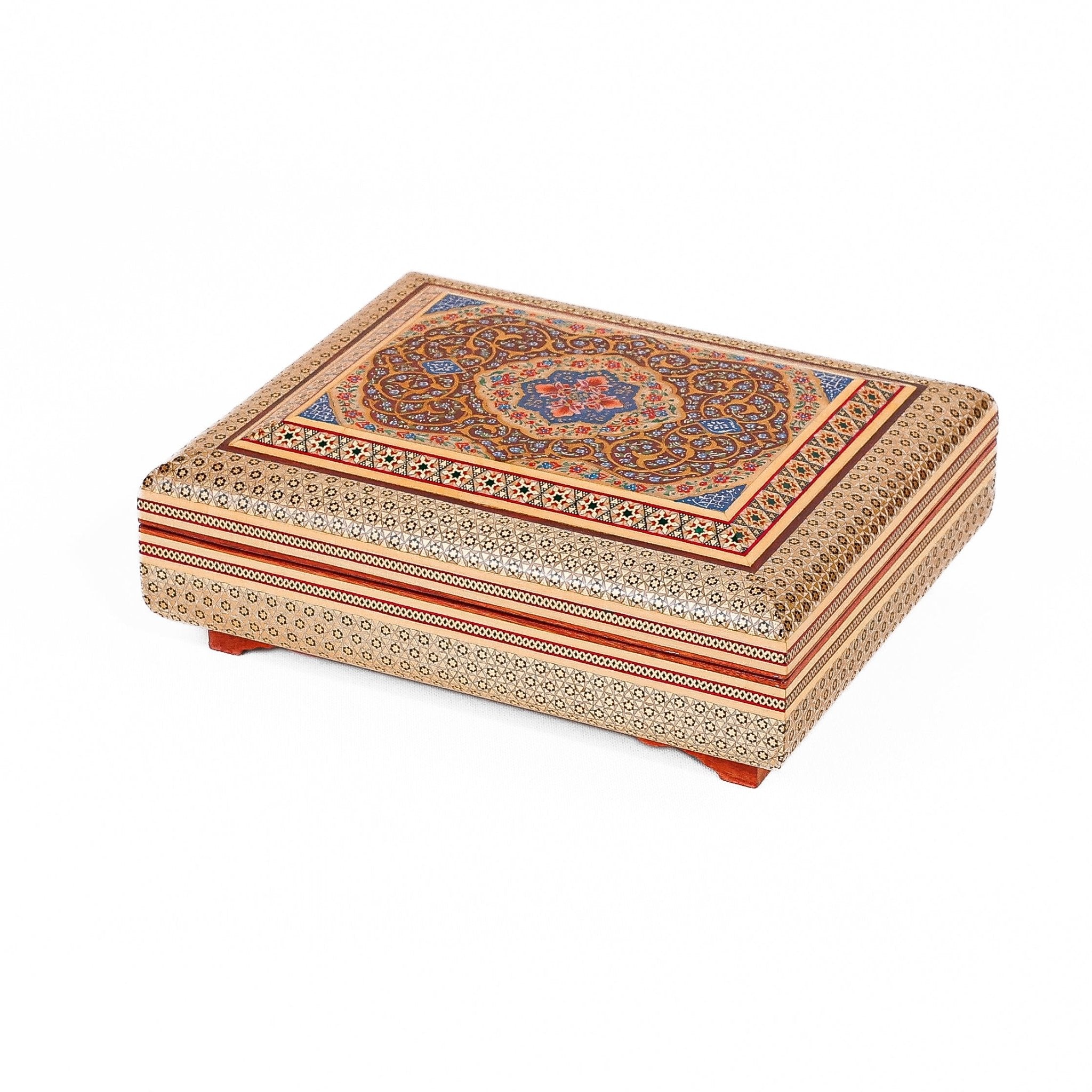 Jewelry Box – Size 20×25 – Round Top and Bottom – Sunburst Tazhib Design - 01 - Meraas Gallery