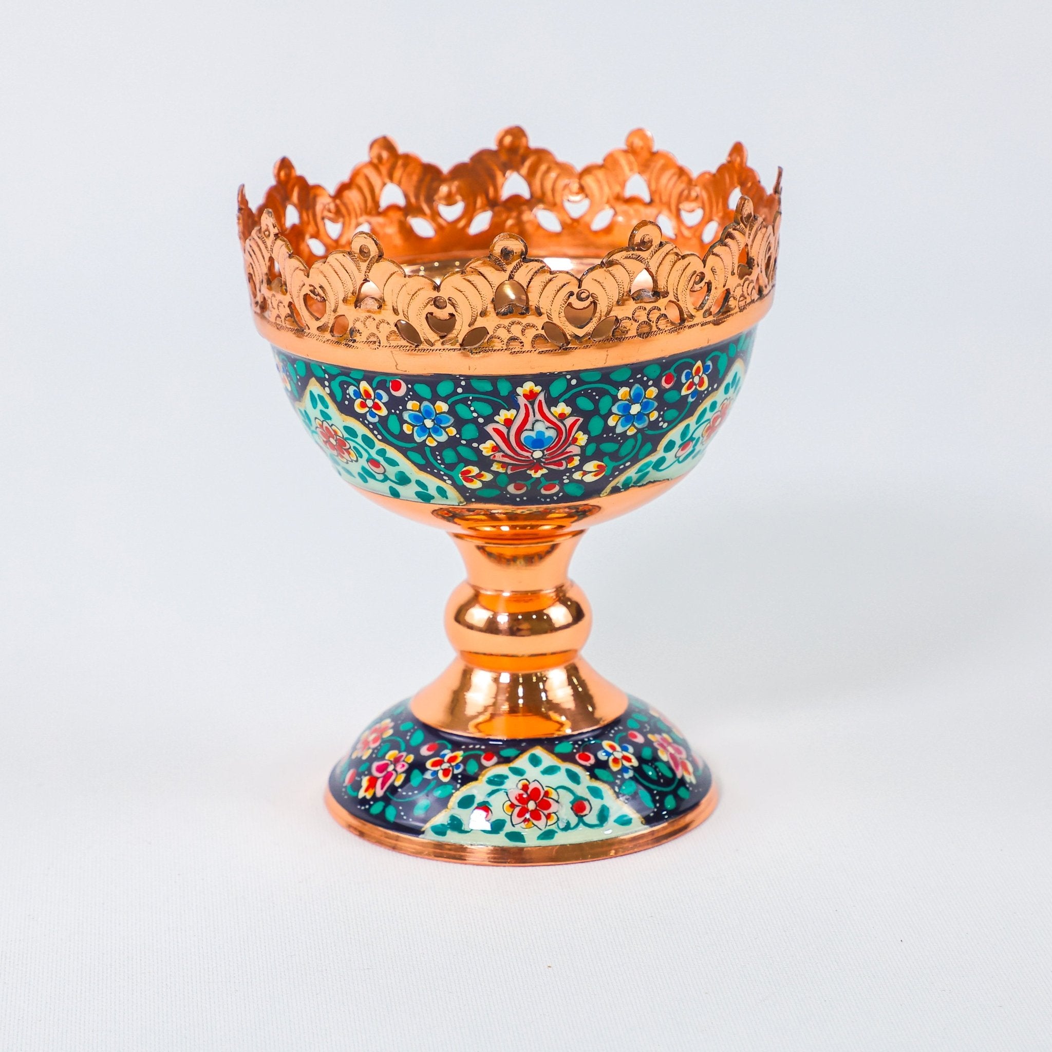 Nut Bowl – Copper & Pardazi Design – Hand - Painted – Size 13 cm - Meraas Gallery