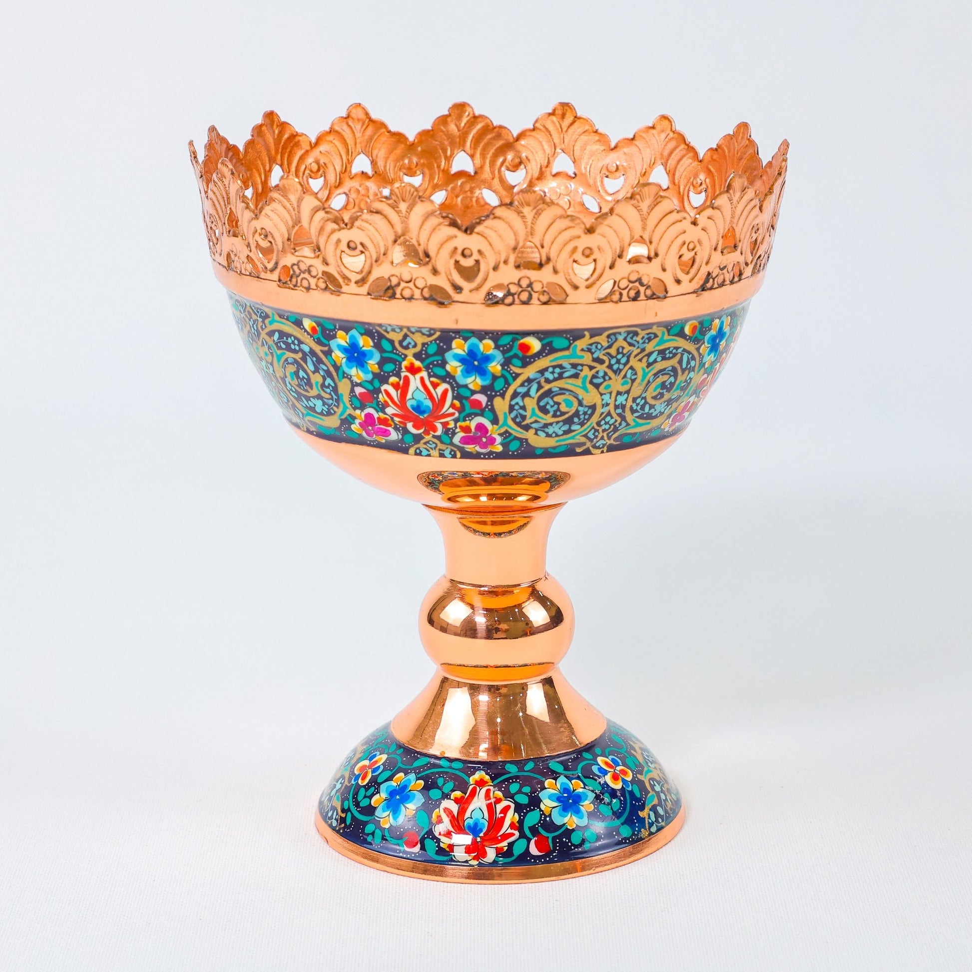 Nut Bowl – Openwork Rim Pardazi Design (Ghorbanians) – Hand - Painted – Size 16 cm - Meraas Gallery