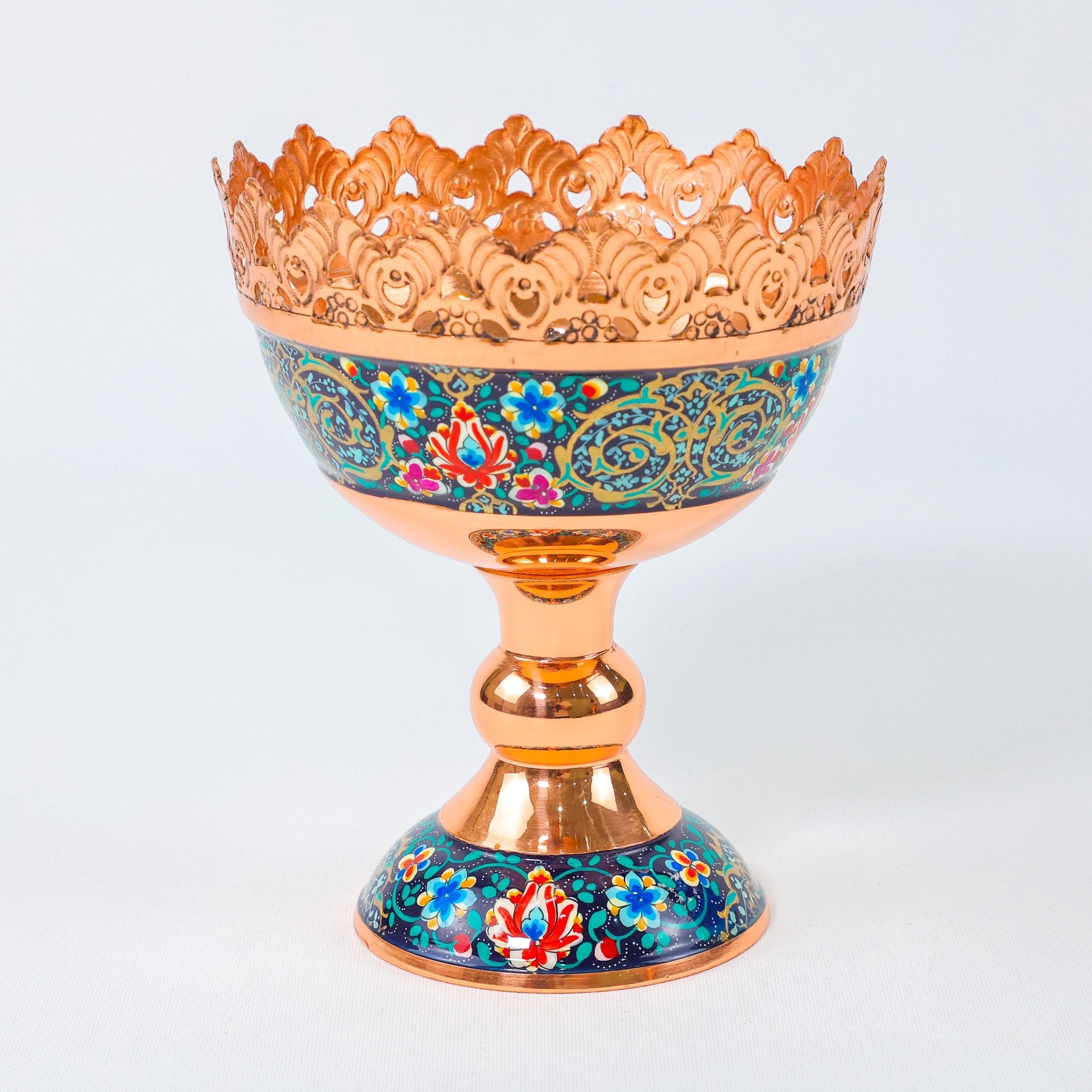 Nut Bowl – Openwork Rim Pardazi Design (Ghorbanians) – Hand - Painted – Size 16 cm - Meraas Gallery