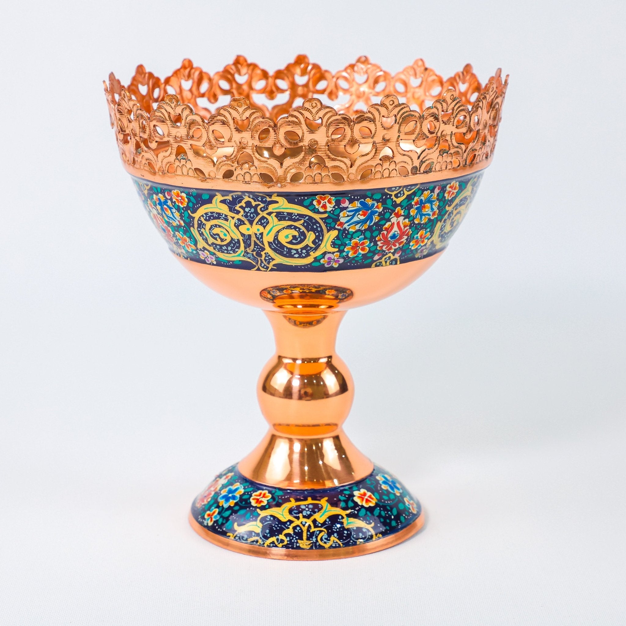 Nut Bowl – Openwork Rim Pardazi Design (Ghorbanians) – Hand - Painted – Size 25 cm - Meraas Gallery