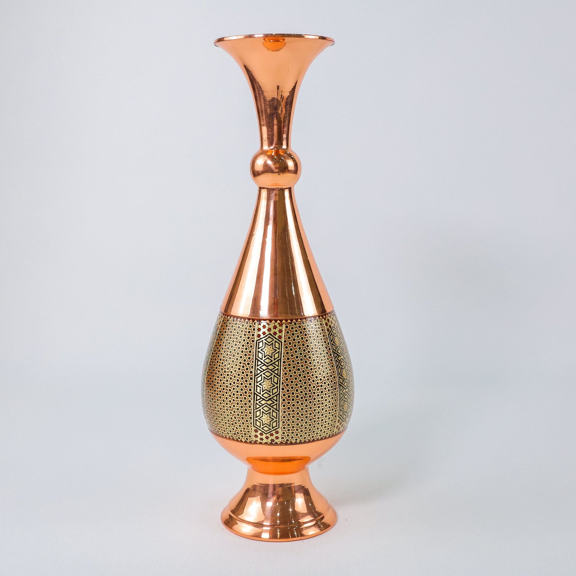 Vase – Height 40 cm – Sorahi Style – Copper & Khatam - Meraas Gallery