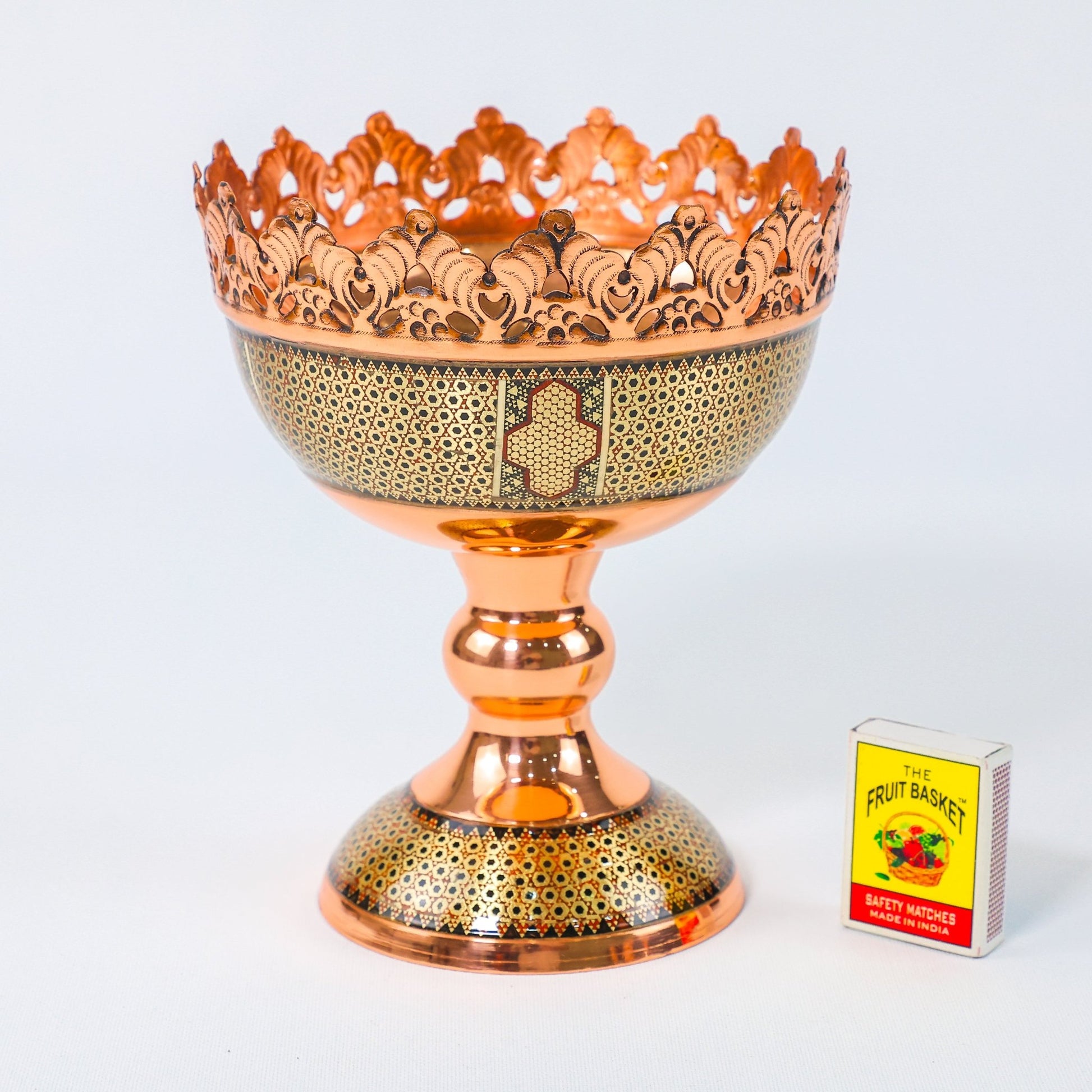 Nut Bowl – Height 16 cm – Copper & Khatam - Meraas Gallery