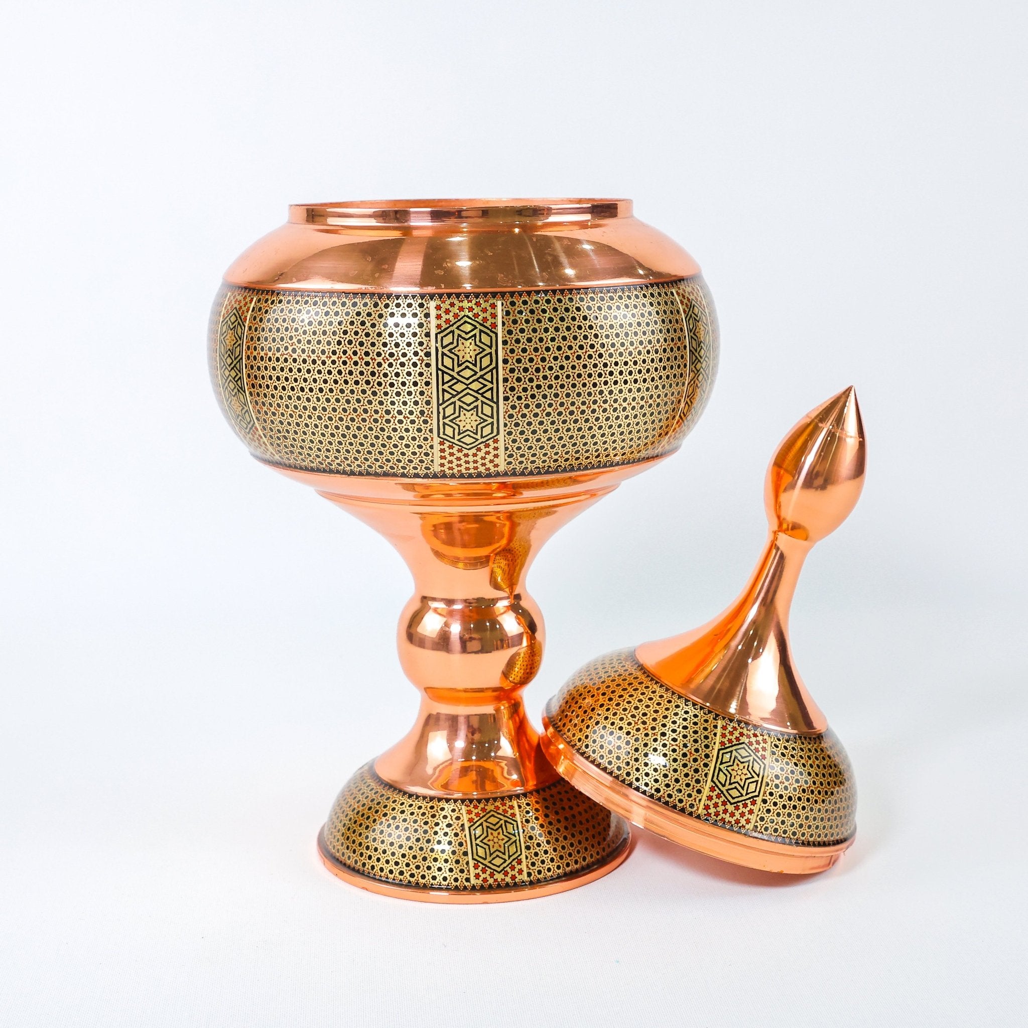 Chocolate Bowl – Height 35 cm – Copper & Khatam - Meraas Gallery
