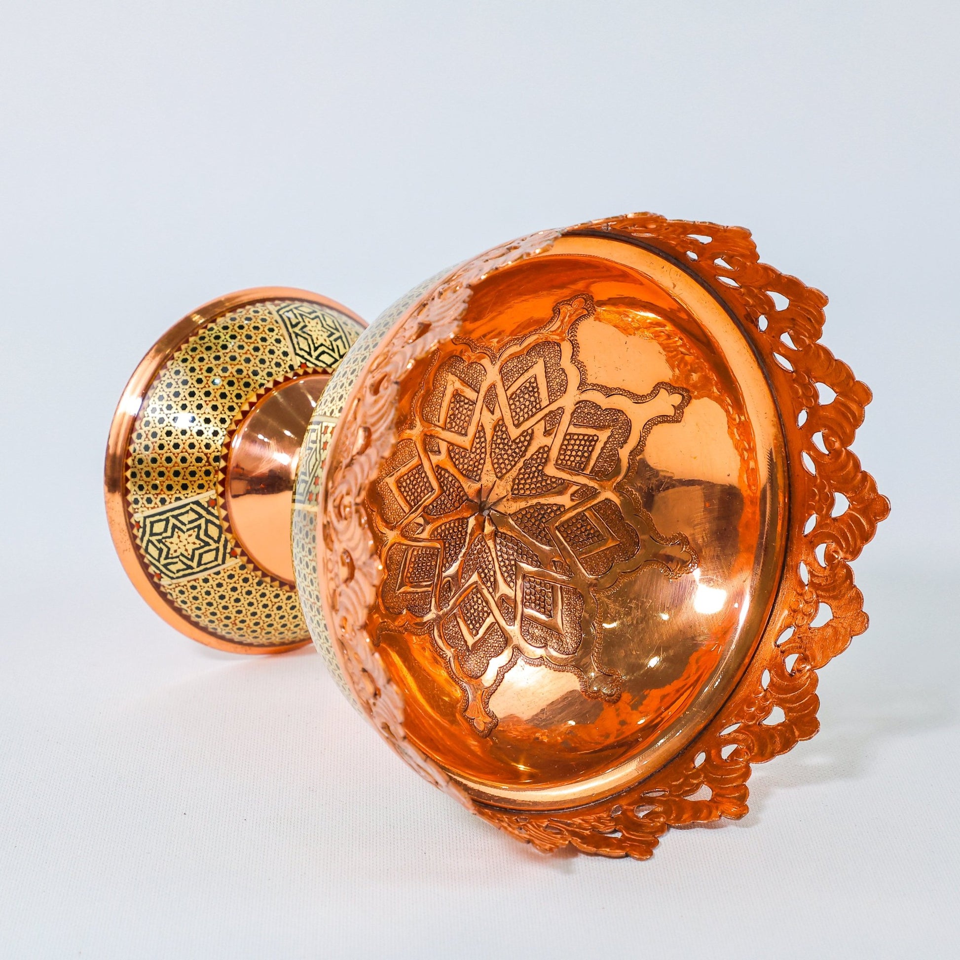 Nut Bowl – Height 13 cm – Copper & Khatam - Meraas Gallery