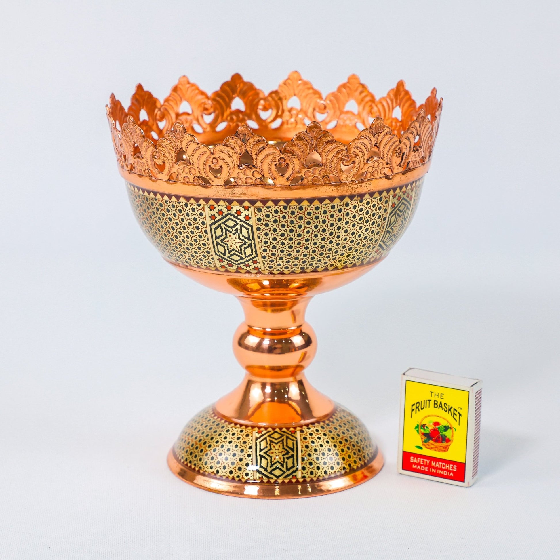 Nut Bowl – Height 13 cm – Copper & Khatam - Meraas Gallery