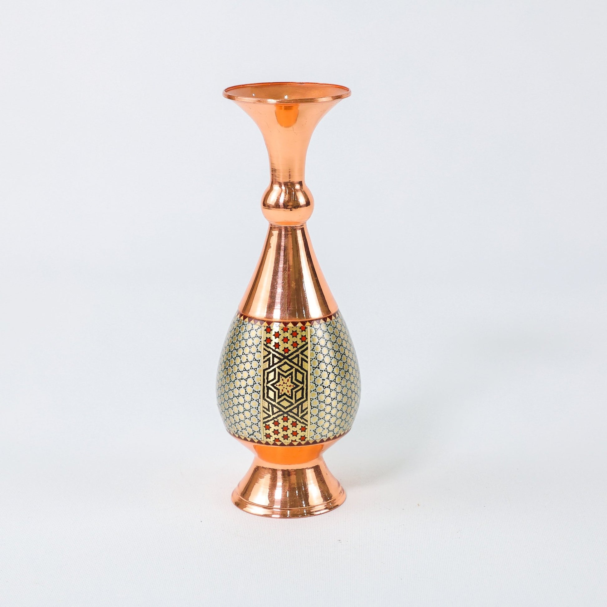 Vase – Height 20 cm – Copper & Khatam – Ayubi Style - Meraas Gallery