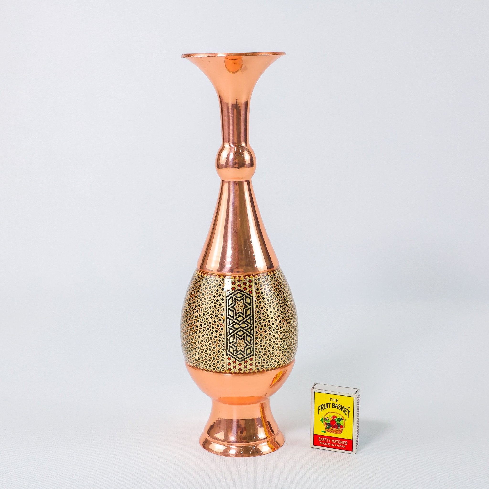 Vase – Height 30 cm – Copper & Khatam - Meraas Gallery