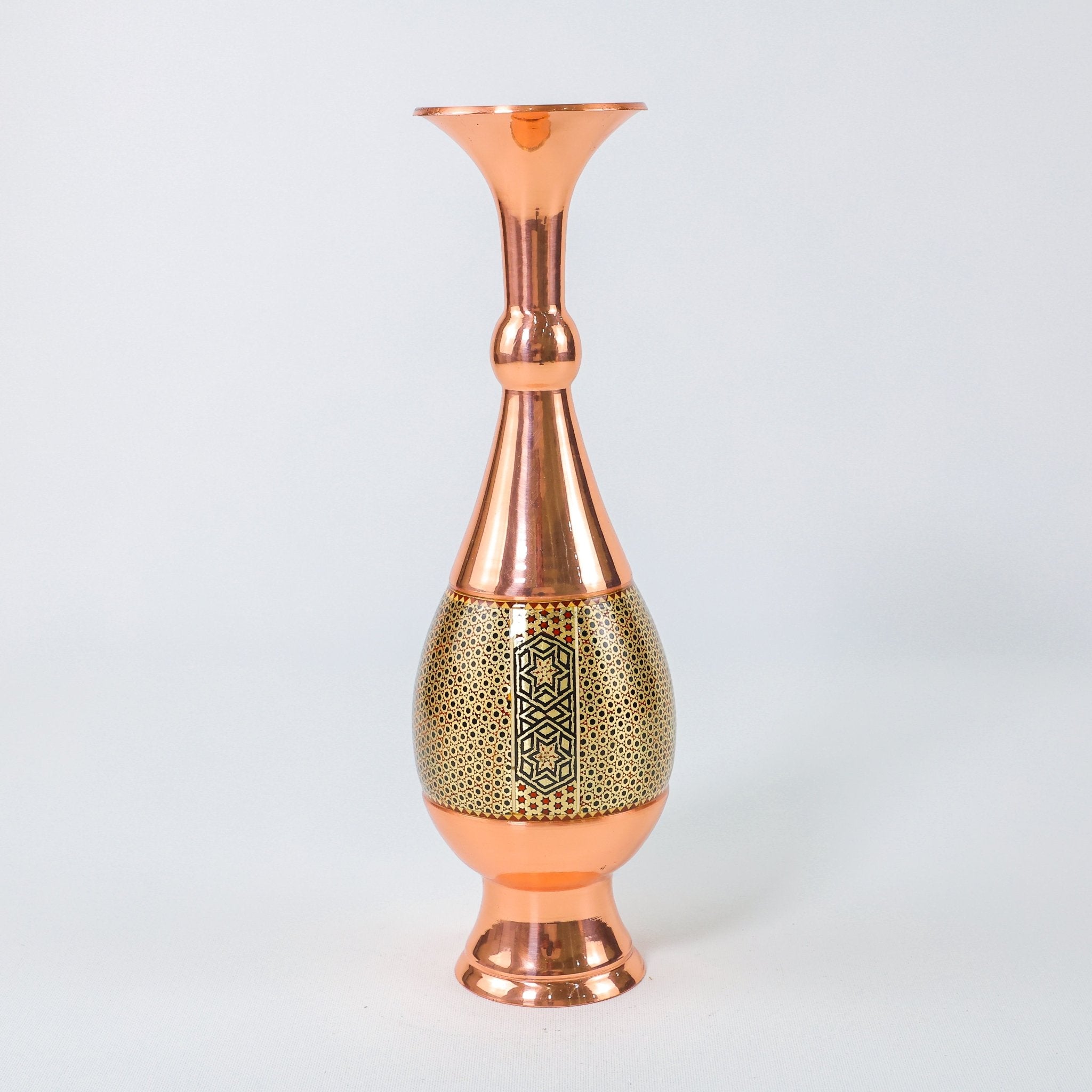 Vase – Height 30 cm – Copper & Khatam - Meraas Gallery