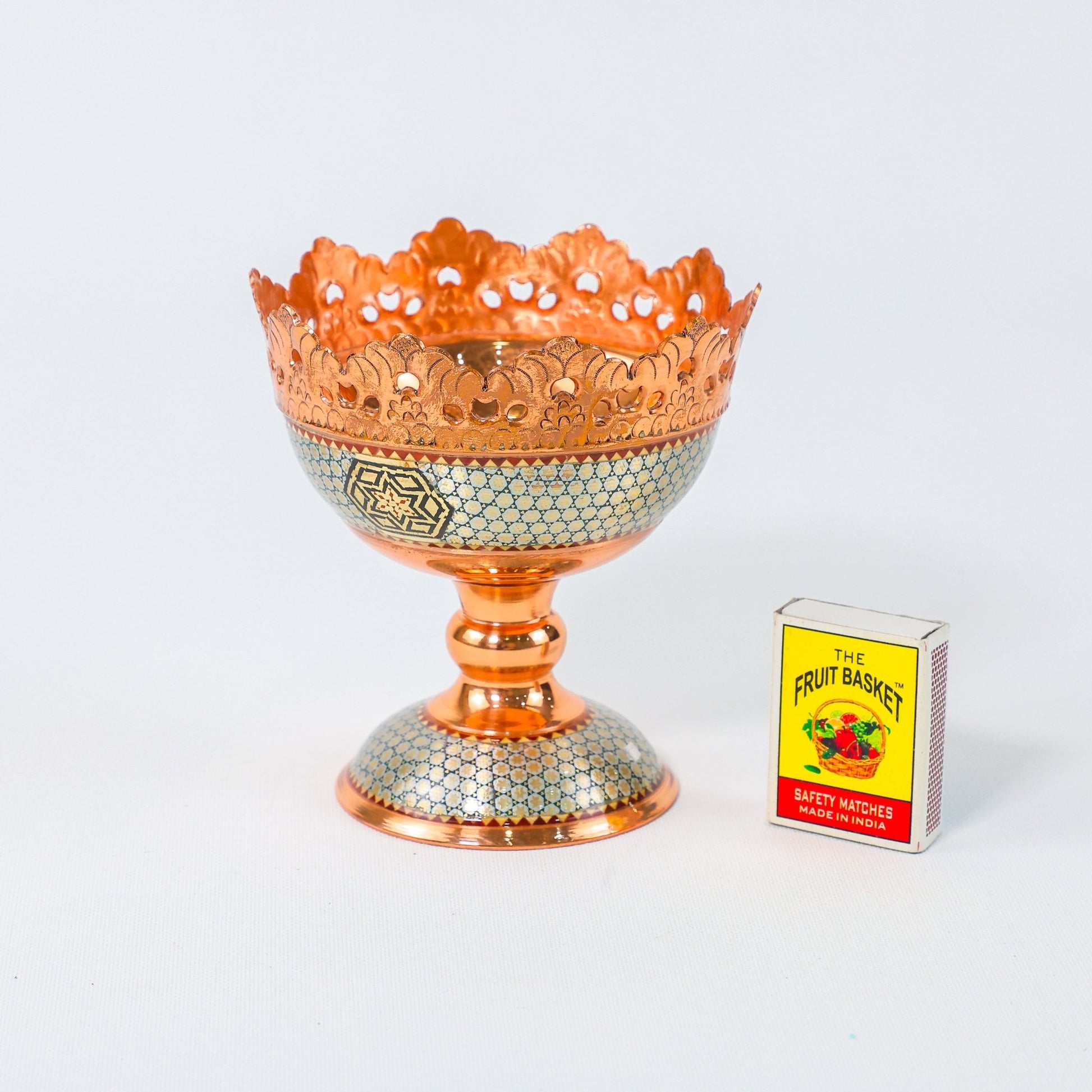 Nut Bowl – Height 11 cm – Copper & Khatam - Meraas Gallery
