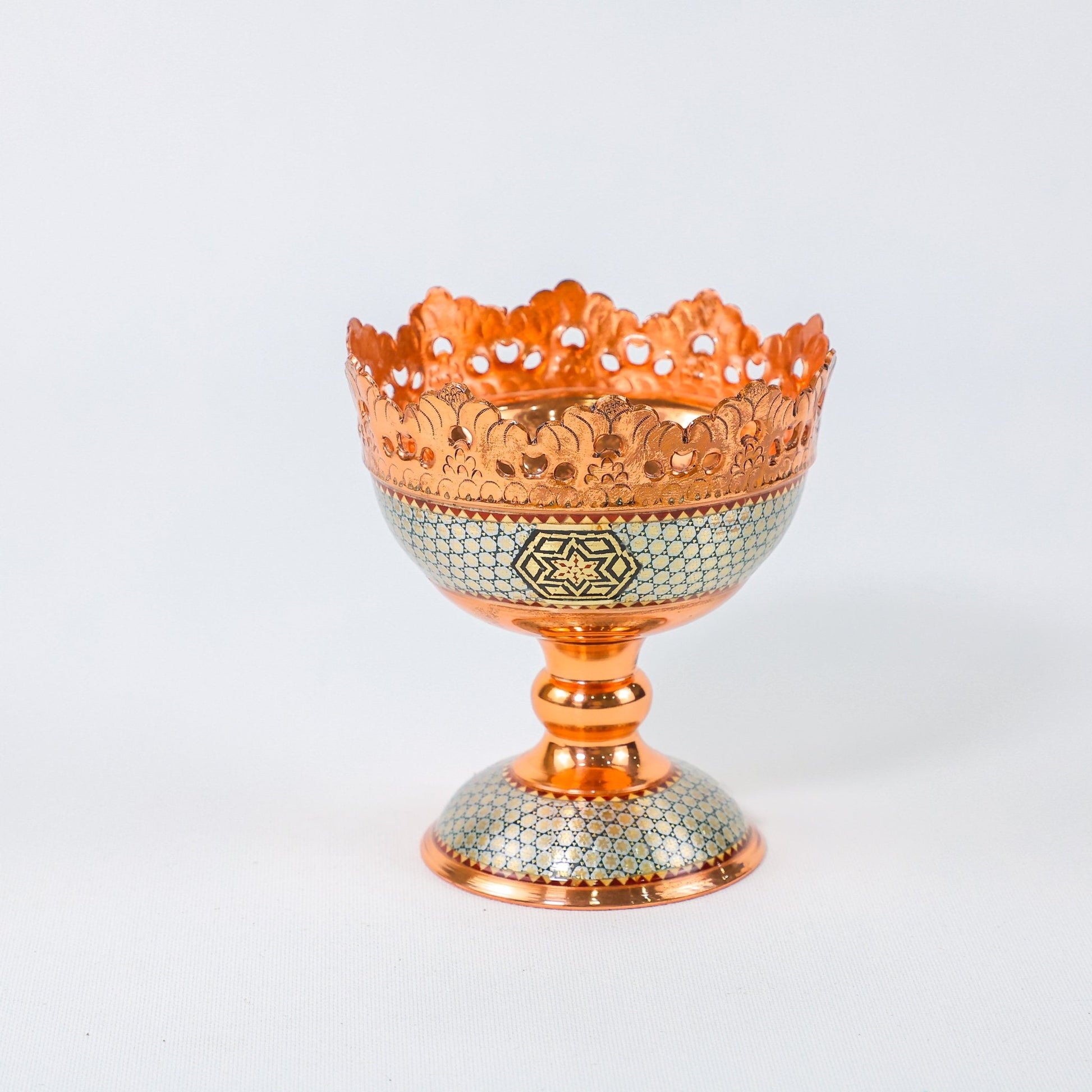 Nut Bowl – Height 11 cm – Copper & Khatam - Meraas Gallery