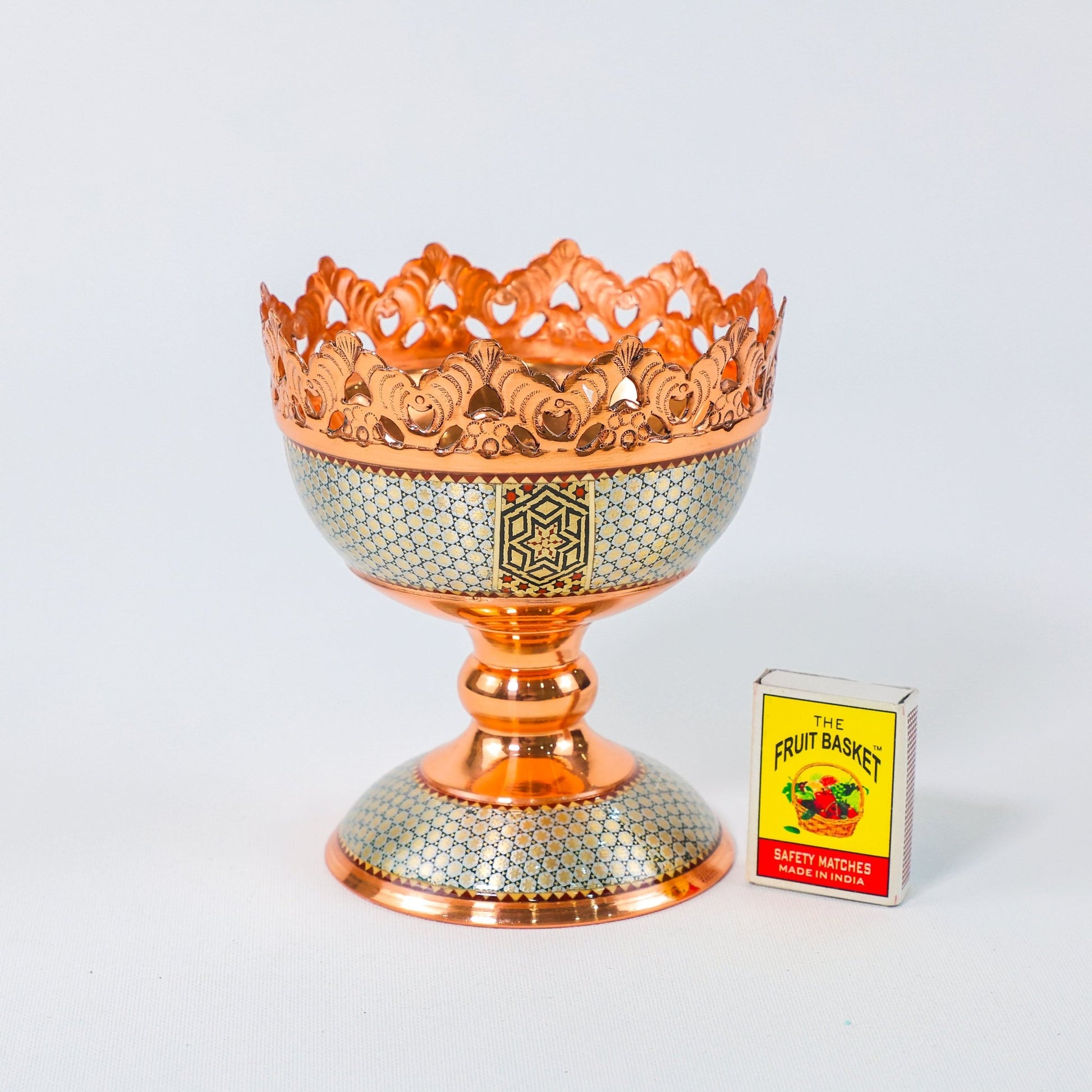 Nut Bowl – Height 13 cm – Copper & Khatam - D1 - Meraas Gallery