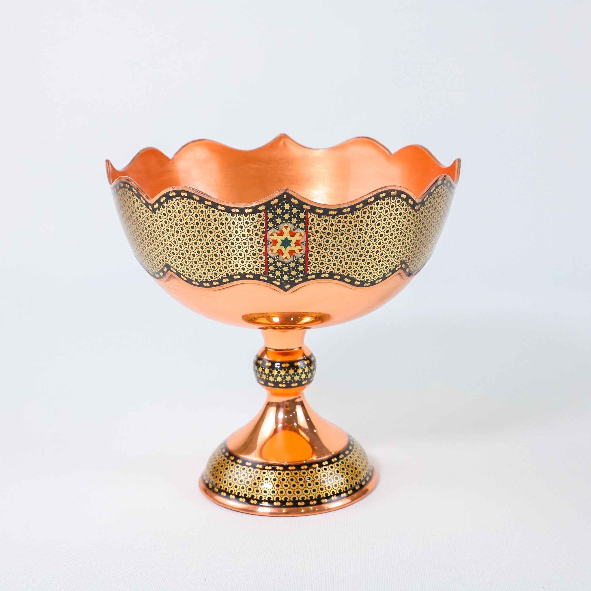 Fruit Bowl – Scalloped Rim – Copper & Khatam - Meraas Gallery