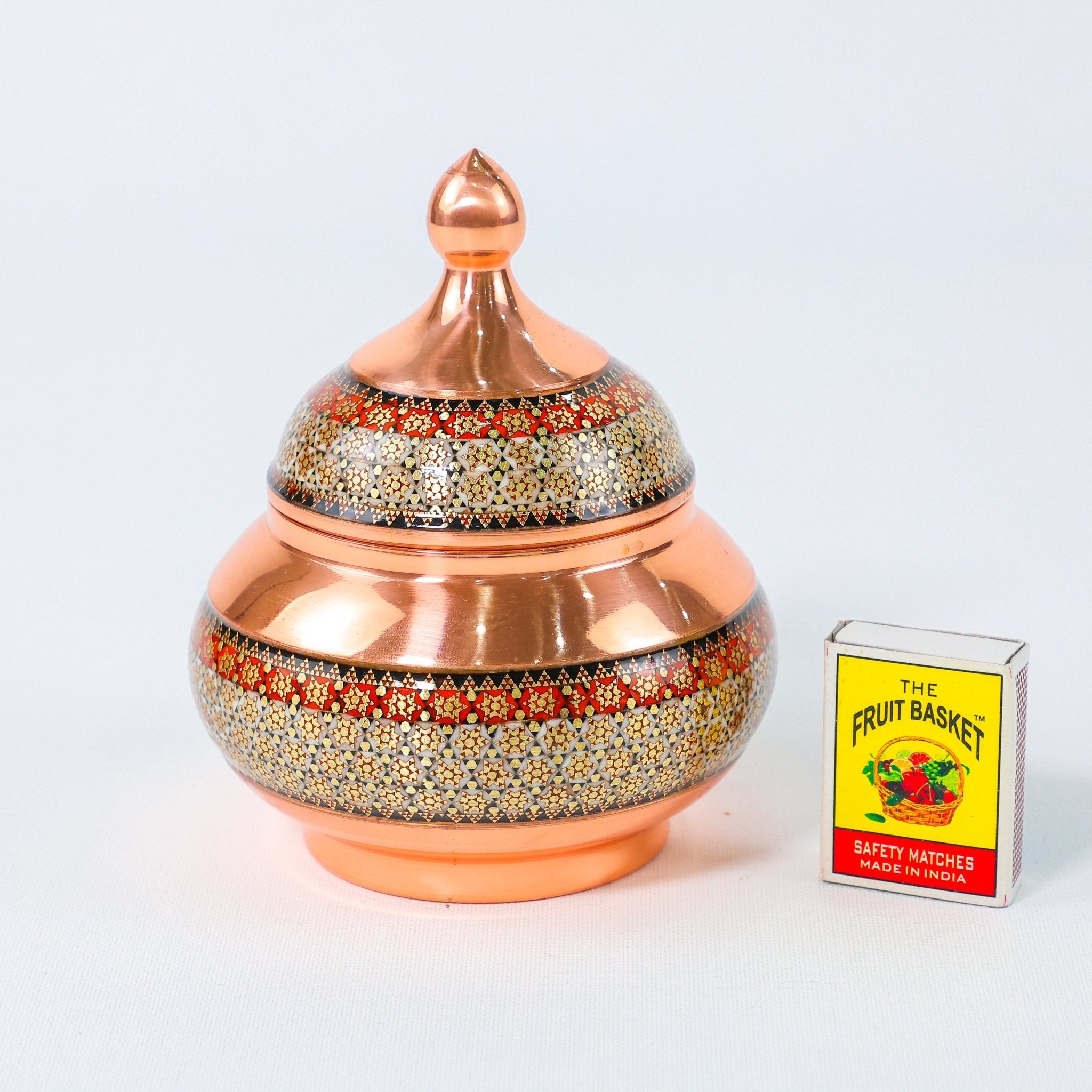 Sugar Bowl – Height 20 cm – Copper & Khatam - Meraas Gallery