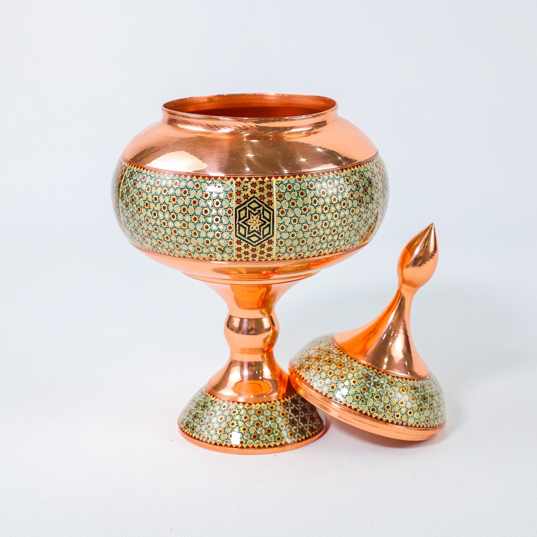 Chocolate Bowl – Height 27 cm – Copper & Khatam - Meraas Gallery
