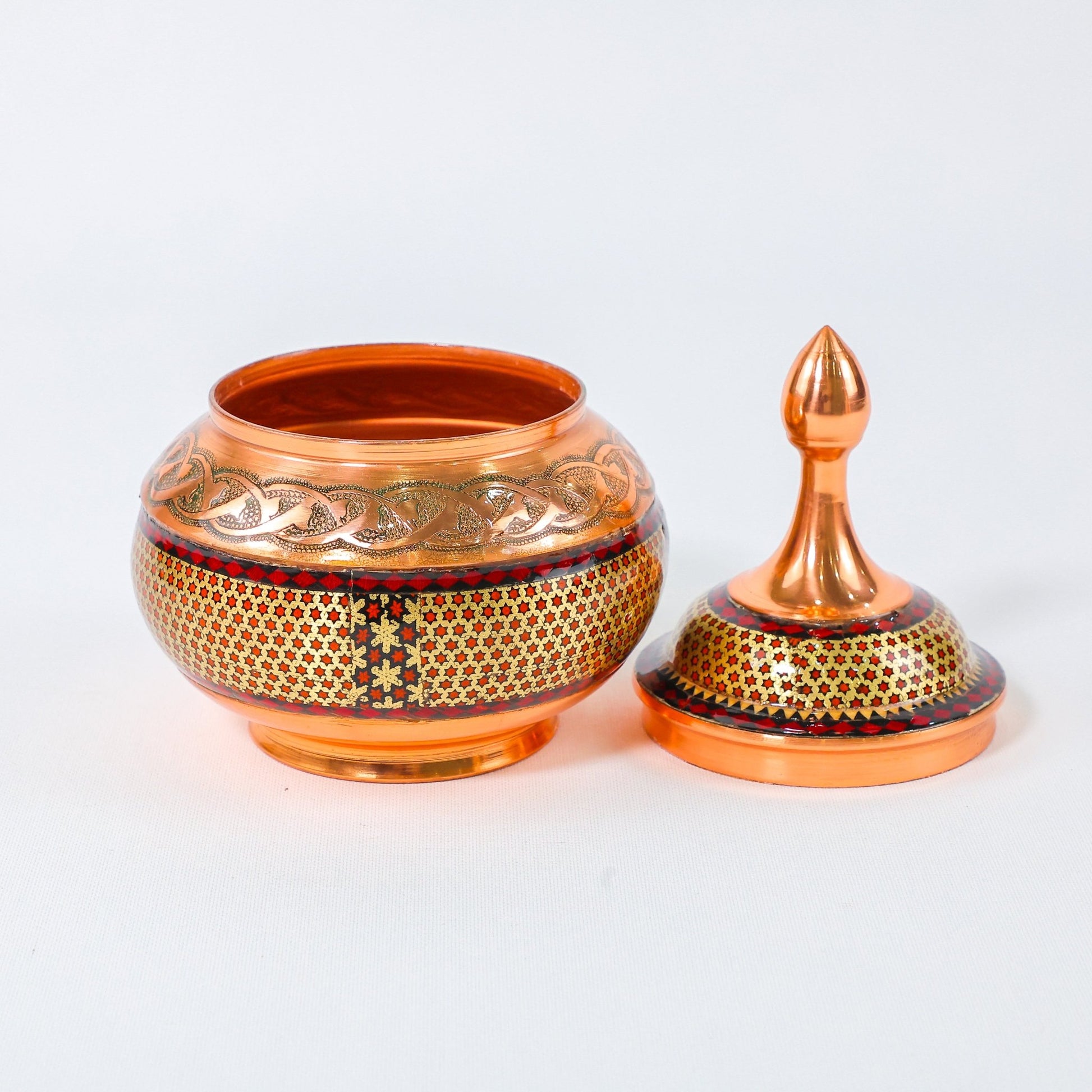 Sugar Bowl – Height 20 cm – Copper & Khatam - D1 - Meraas Gallery