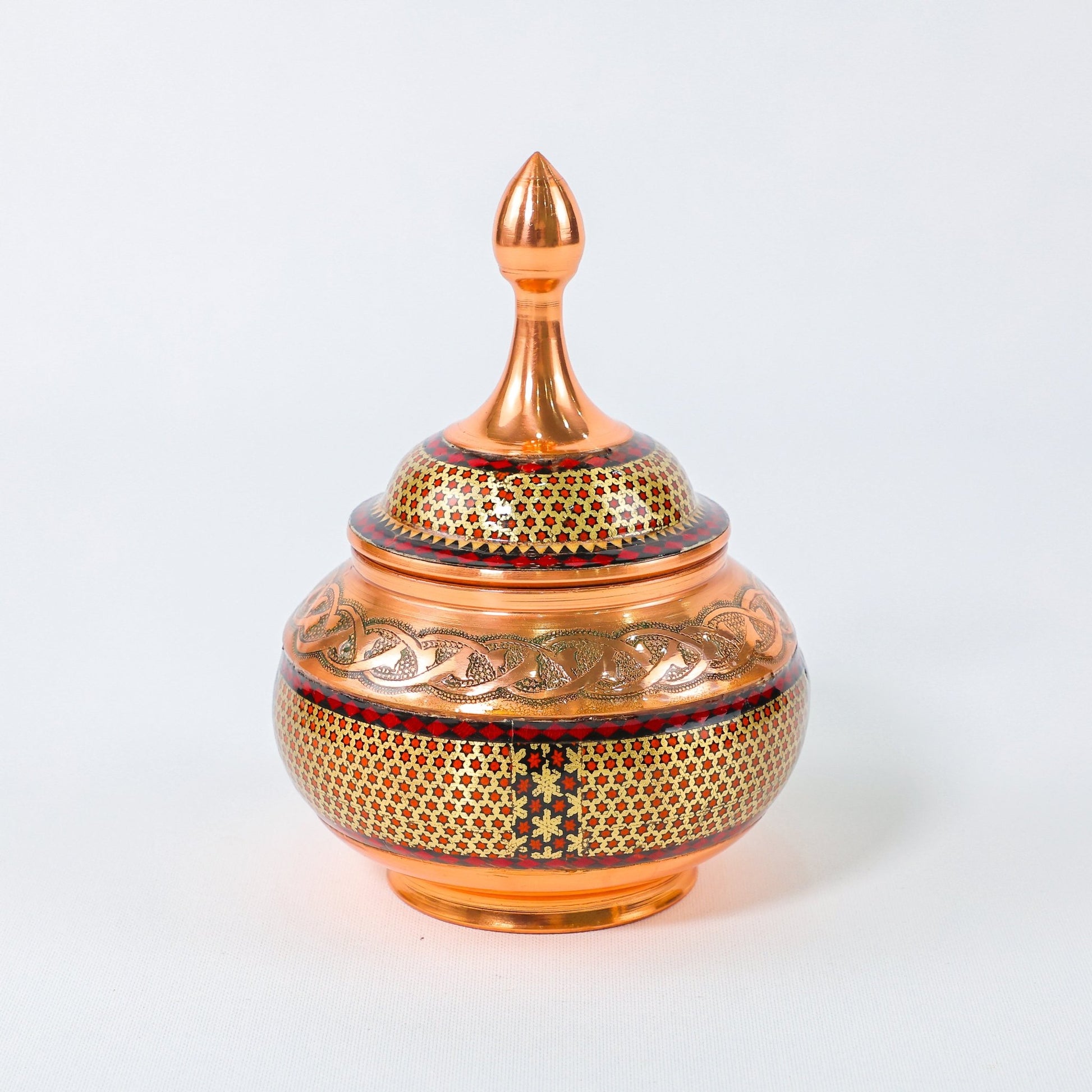 Sugar Bowl – Height 20 cm – Copper & Khatam - D1 - Meraas Gallery