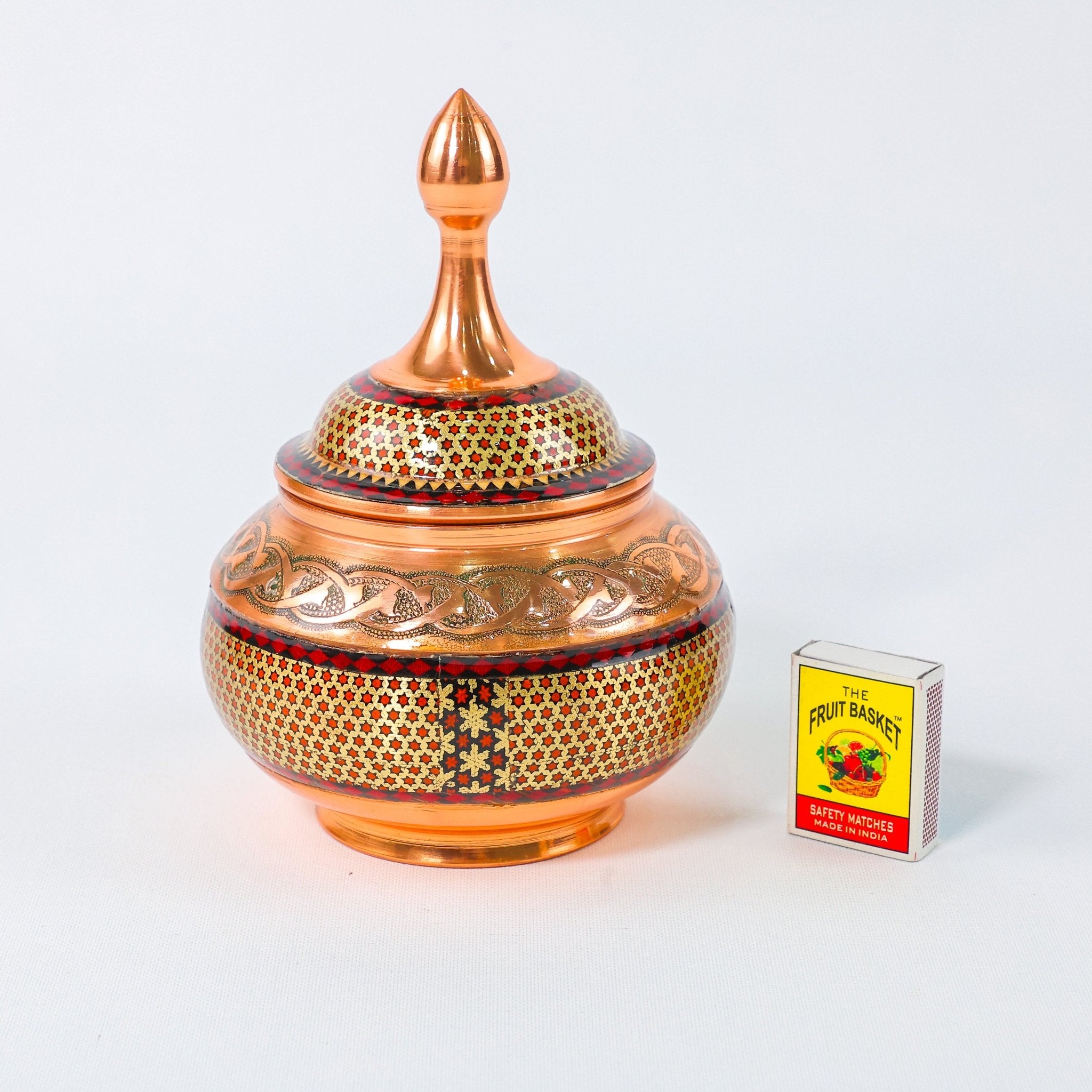 Sugar Bowl – Height 20 cm – Copper & Khatam - D1 - Meraas Gallery