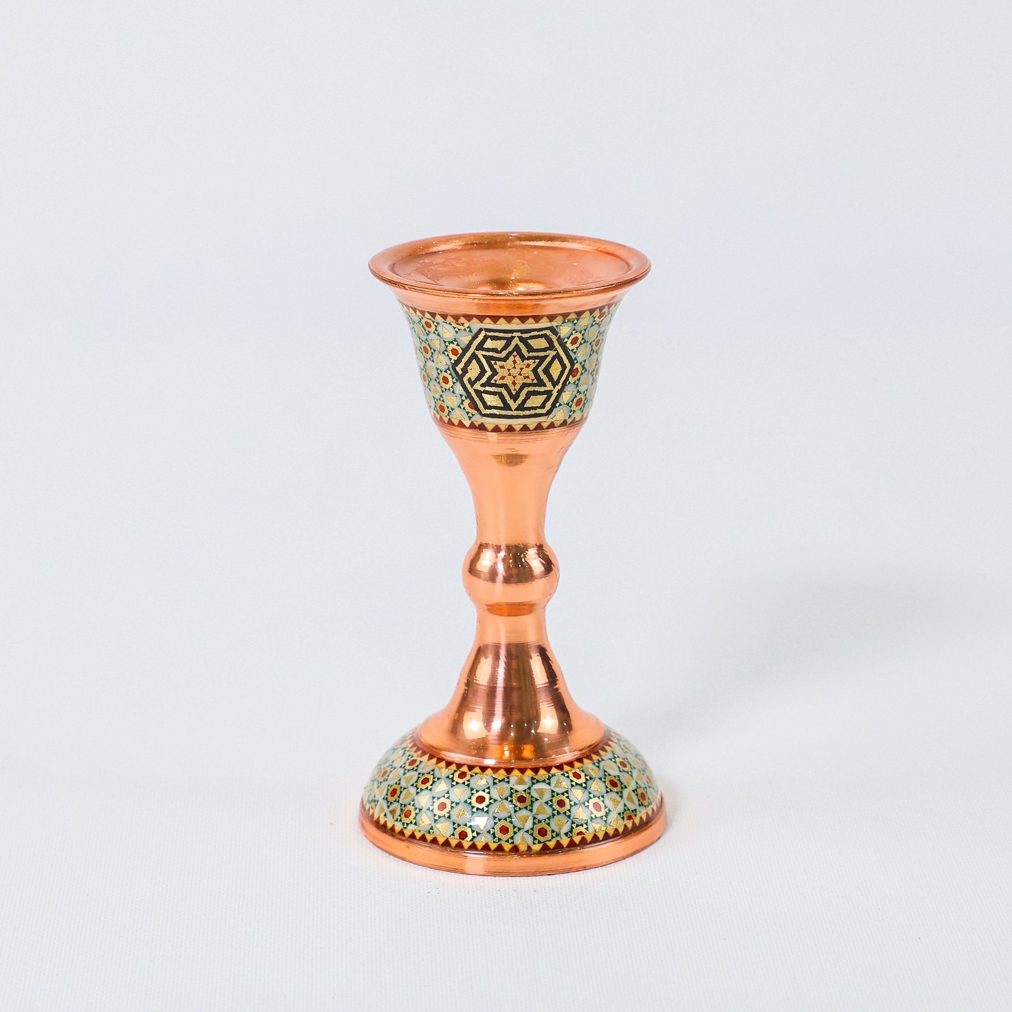 Candlestick – Height 14 cm – Copper & Khatam - Meraas Gallery