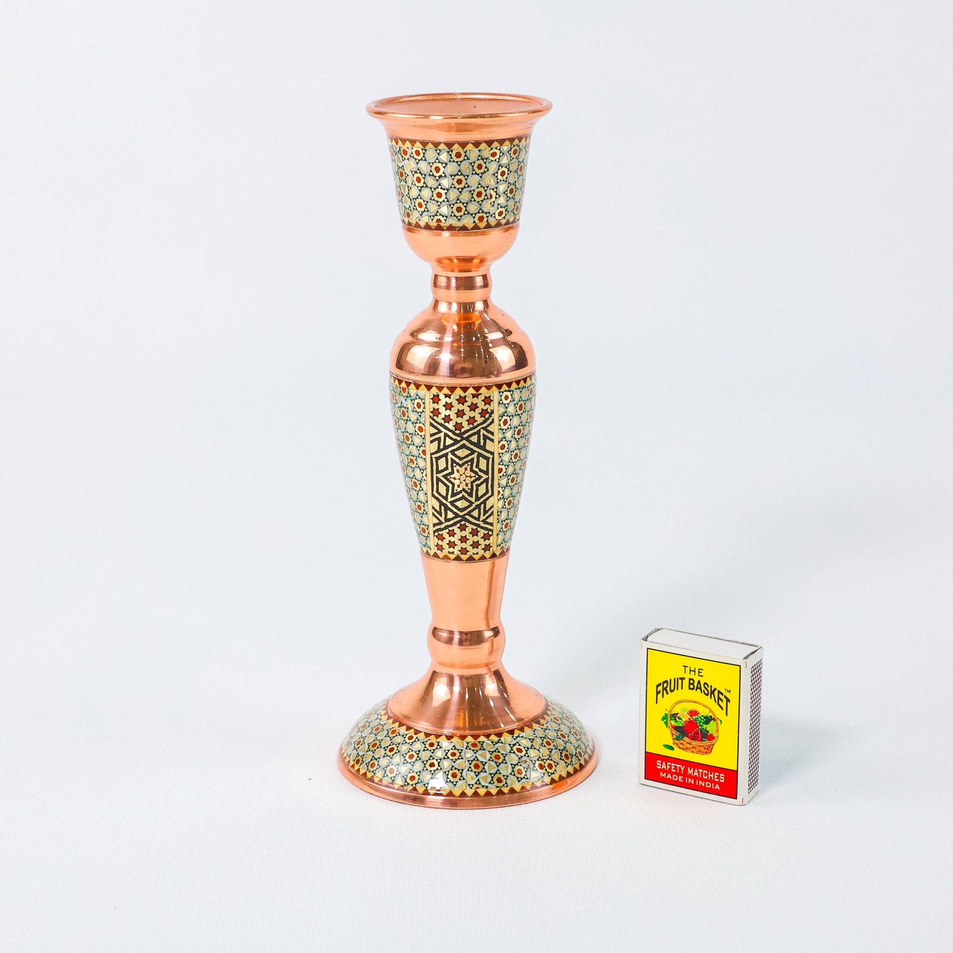 Candlestick – Height 20 cm – Copper & Khatam - Meraas Gallery