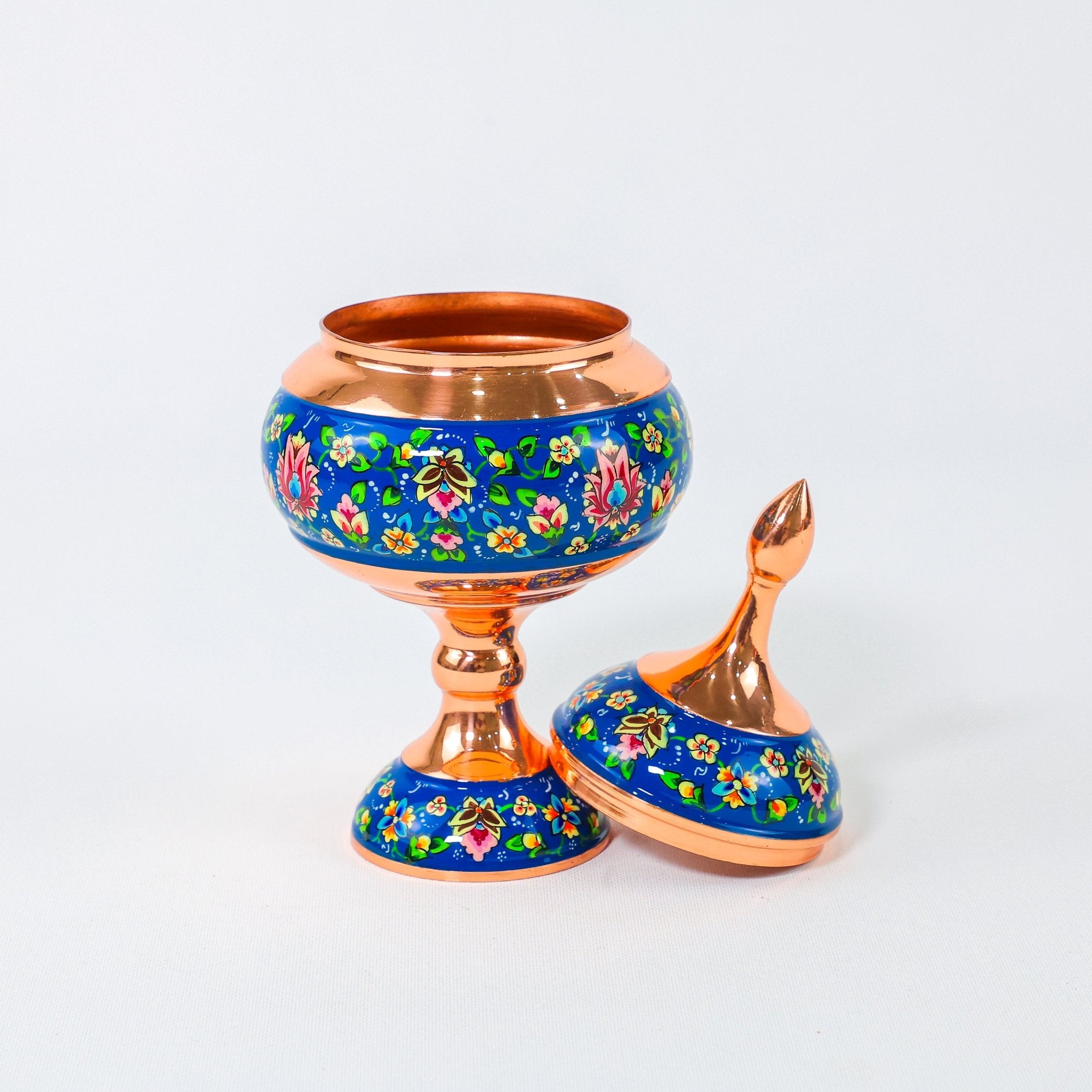 Pedestal Chocolate Bowl – Pardazi Design – Hand - Painted Copper – Size 22 cm - Meraas Gallery