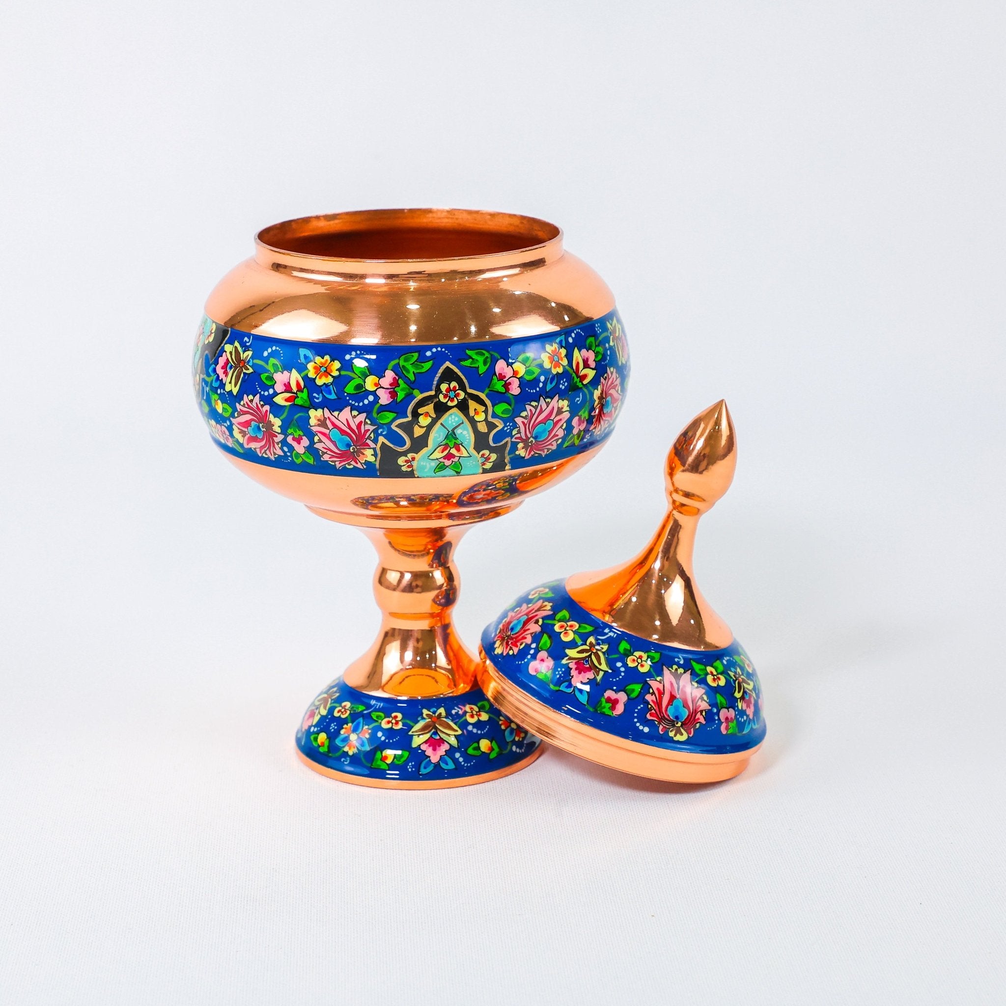 Pedestal Chocolate Bowl – Pardazi Design – Hand - Painted Copper – Size 25 cm - Meraas Gallery