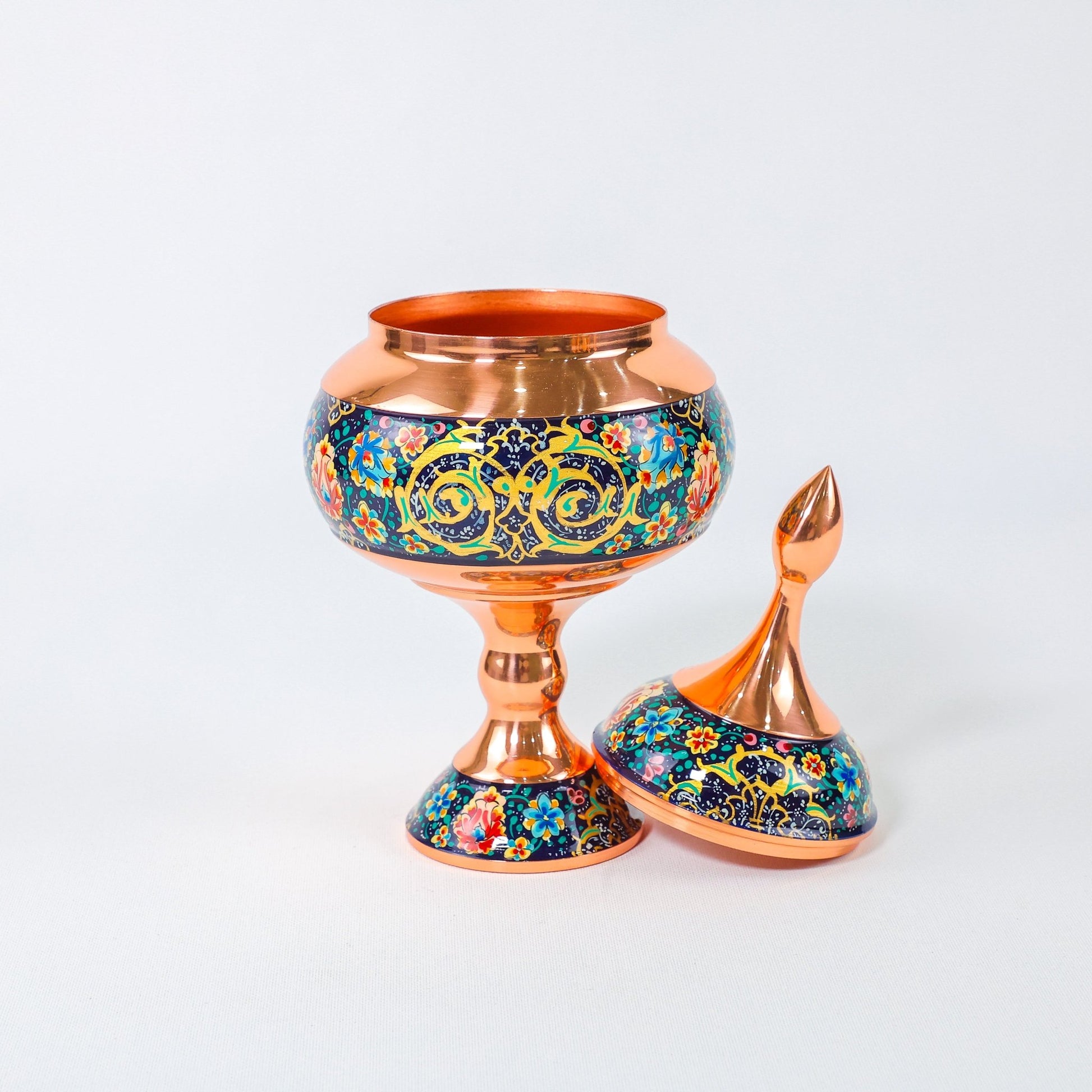 Chocolate Bowl – Copper & Pardazi Design (Ghorbanians) – Hand - Painted – Model 3 - Meraas Gallery