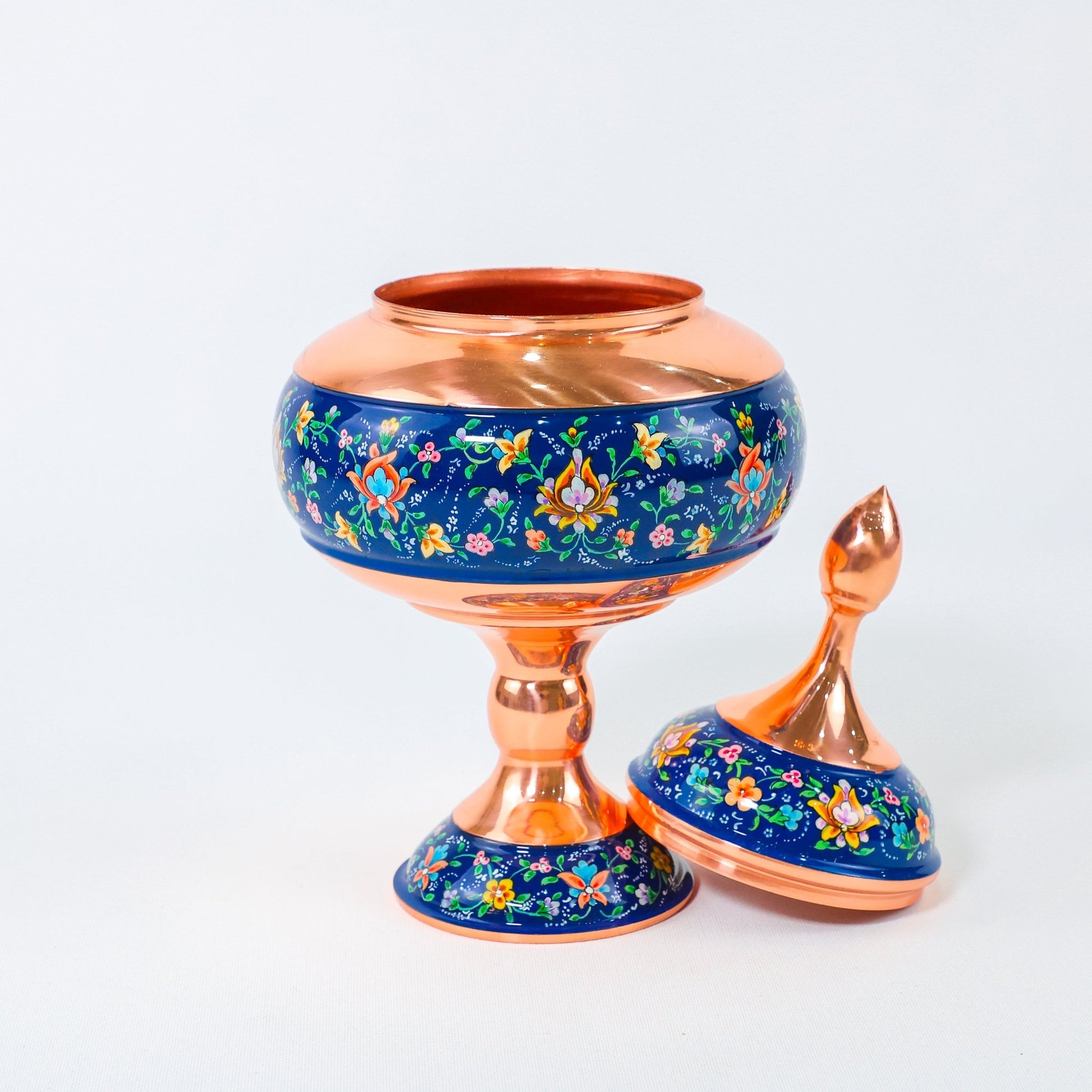 Pedestal Chocolate Bowl – Pardazi Design – Hand - Painted Copper – Size 25 cm - D3 - Meraas Gallery